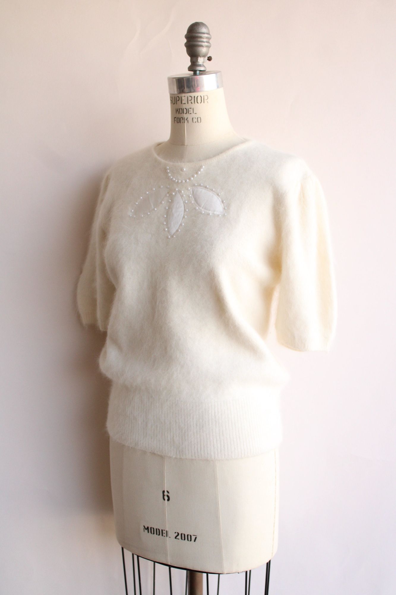 Vintage 1980s Ivory Angora Cardigan and Pullover Sweater Set