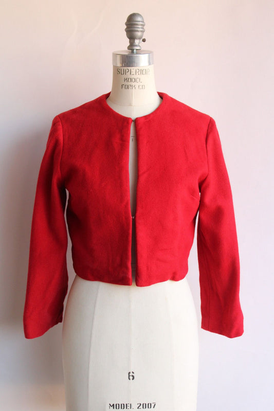 Vintage 1960s Red Wool Cropped Bolero Jacket