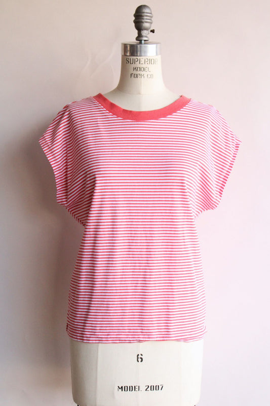 Loft Ann Taylor Womens T Shirt, Small, Red and White Stripe