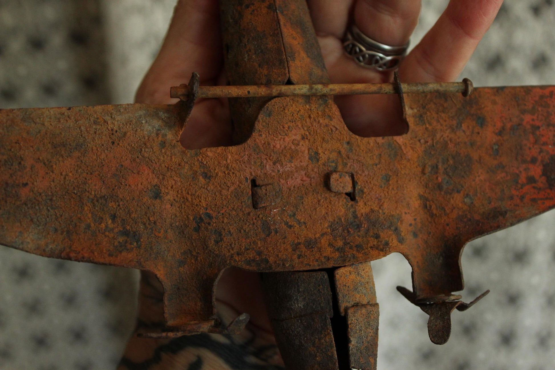 Vintage 1930s Wyandotte Pressed Steel Rusty Toy Airplane