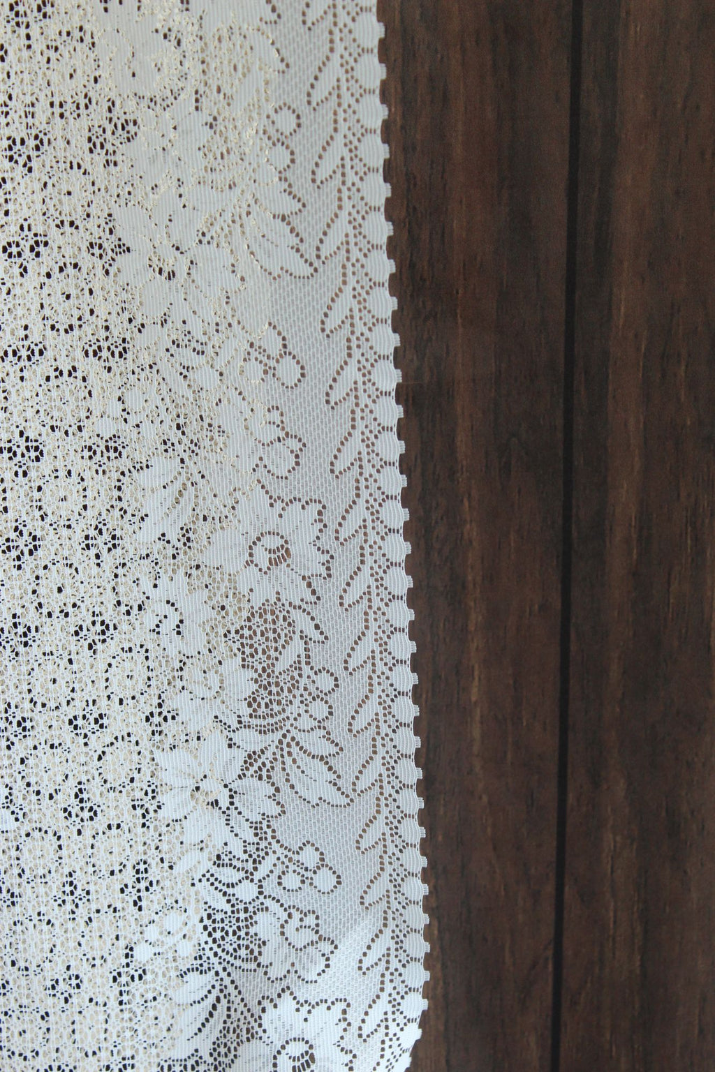 Vintage 1980s 1990s White Lace Fabric,  24" Wide 88" Long Piece, Floral Pattern