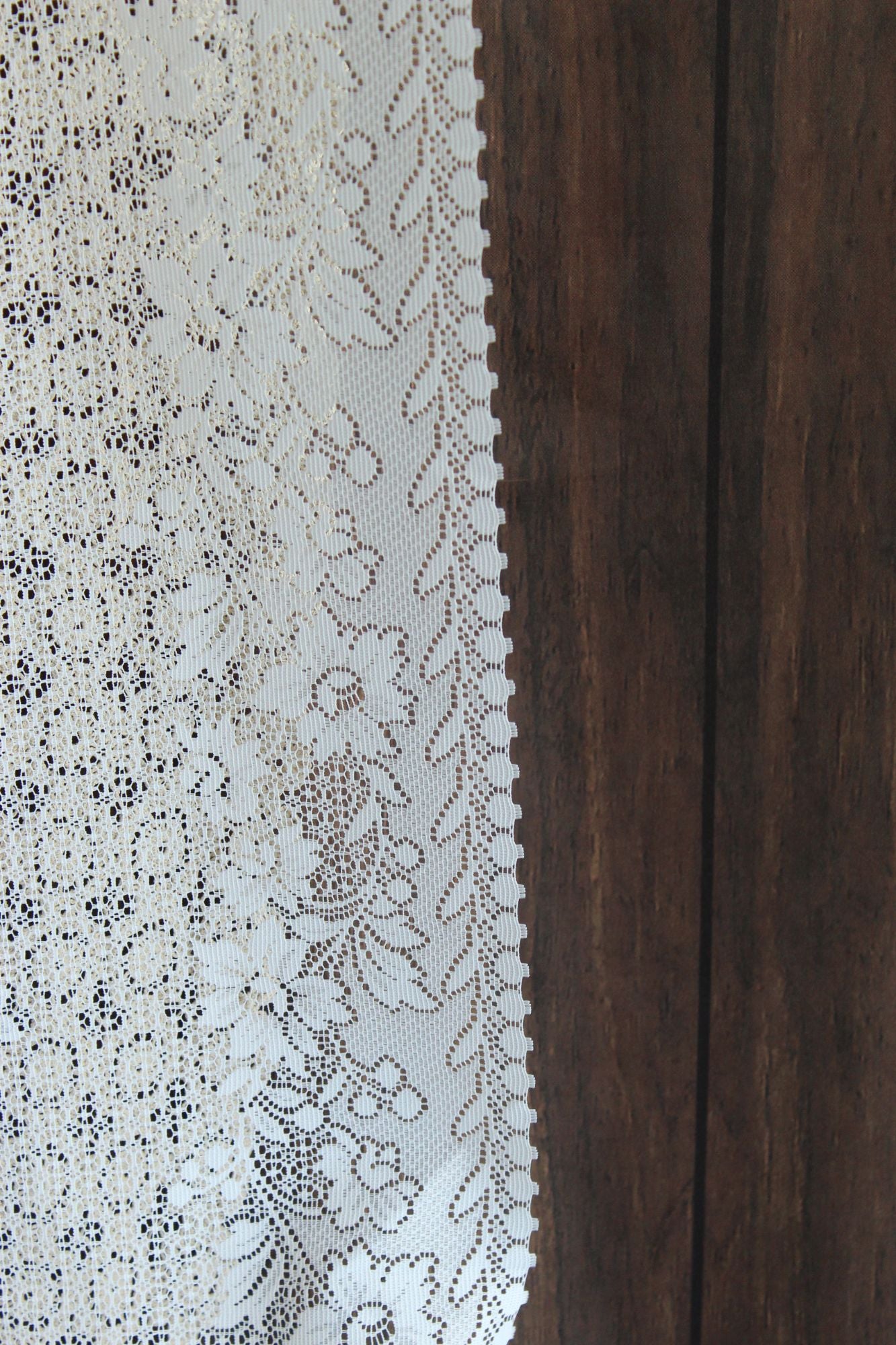 Vintage 1980s 1990s White Lace Fabric,  24" Wide 88" Long Piece, Floral Pattern