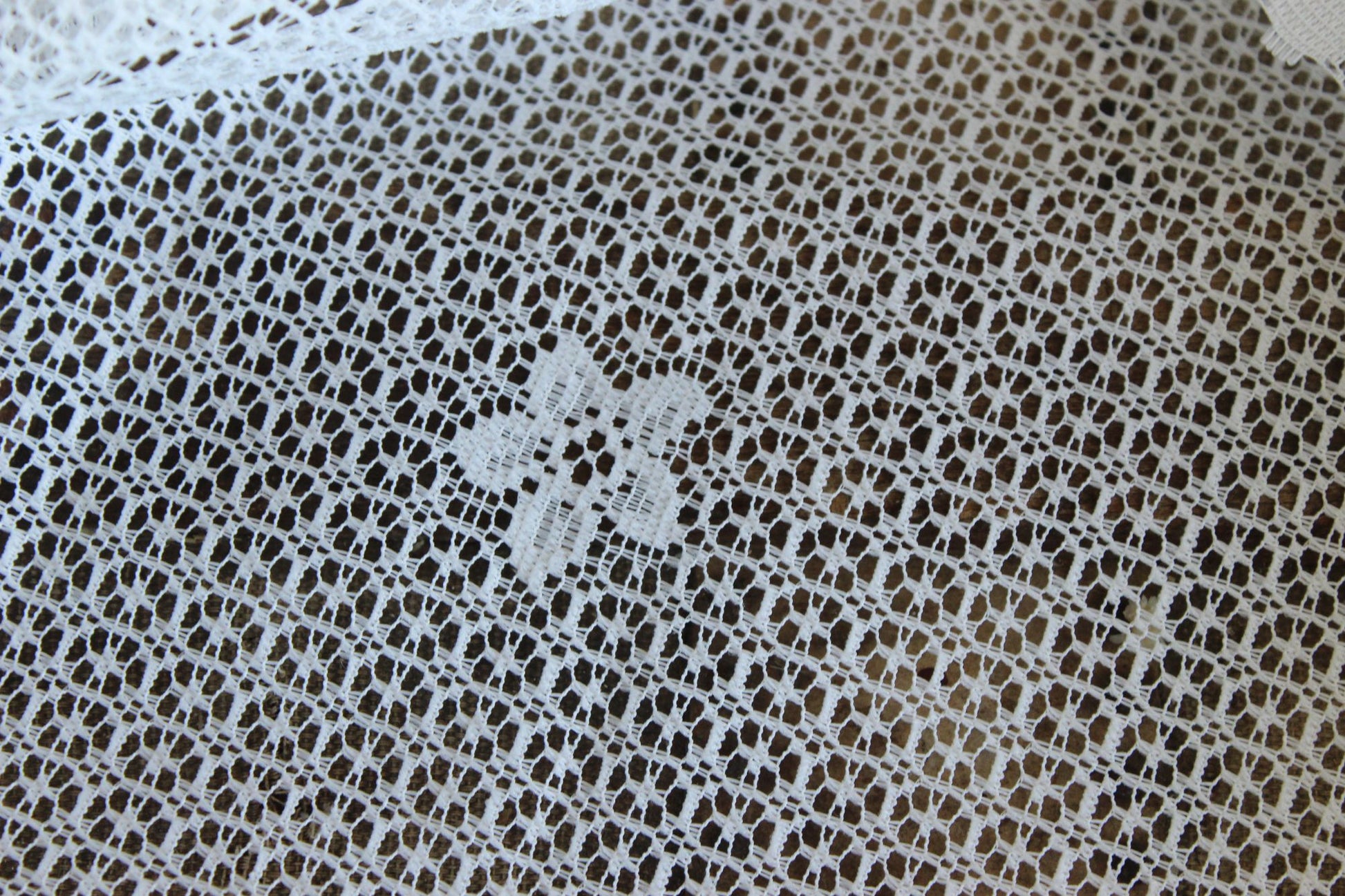 Vintage 1980s 1990s White Lace Fabric,  24" Wide 88" Long Piece, Floral Pattern