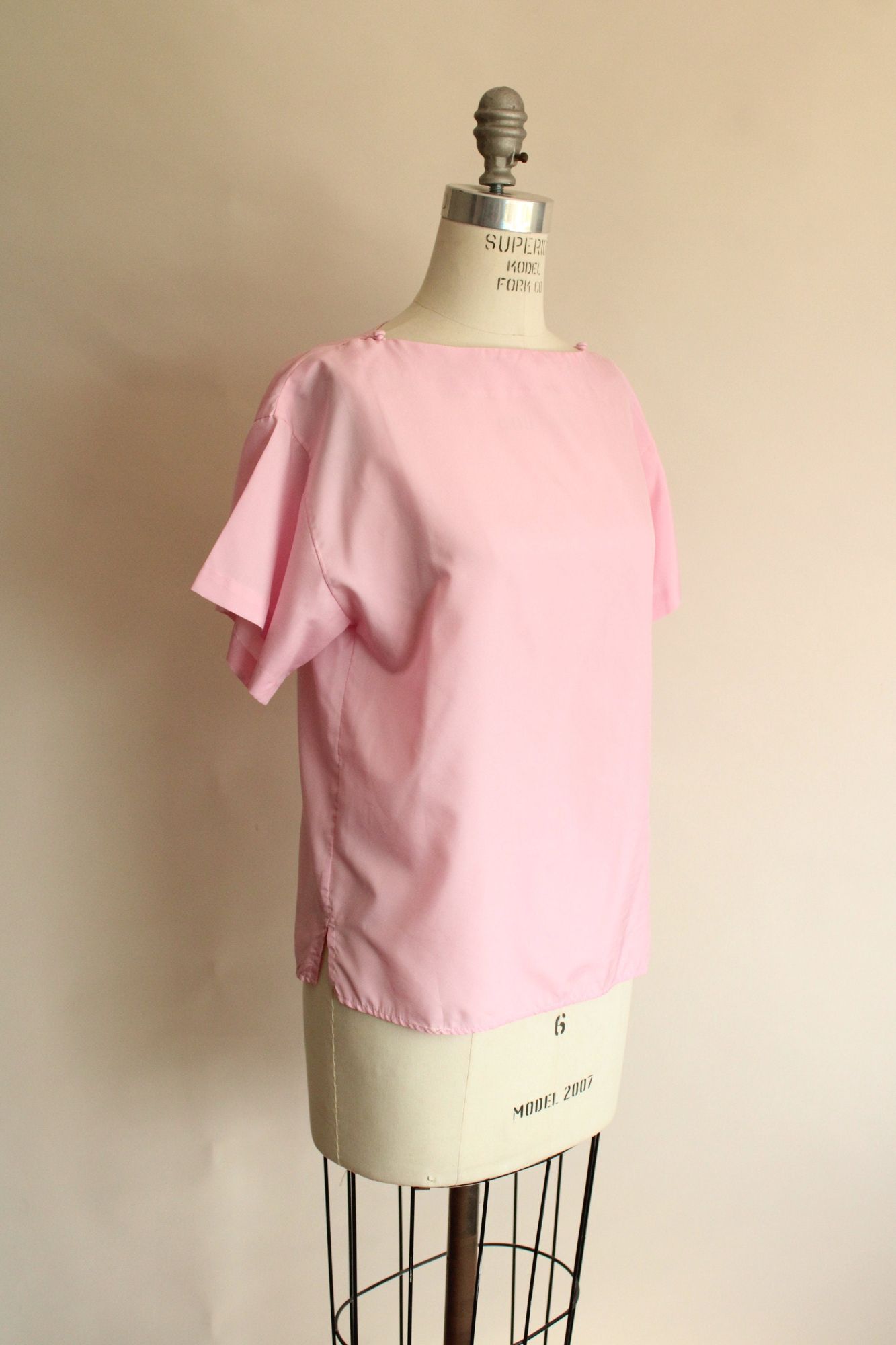 Vintage 1990s Pink Blouse with Buttons at Shoulder
