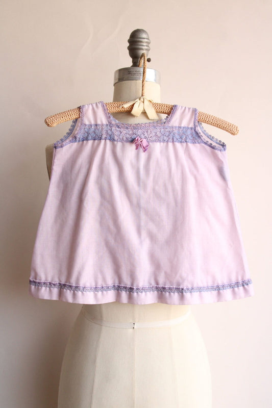 Vintage 1980s Baby Dress, Size 5 Purple Cotton and Lace