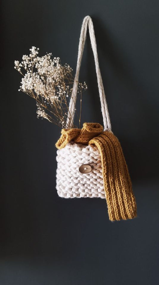 The Cottonwood Handknit Shoulder Bag in Ivory