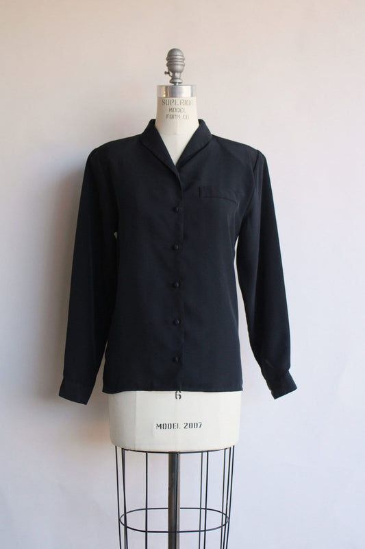 Vintage 1990s Neil Martin Black Long Sleeve Blouse