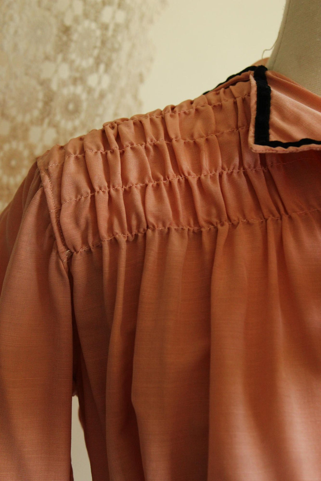 Vintage Antique 1900s Edwardian Jacket in Pink Silk with Black Trim