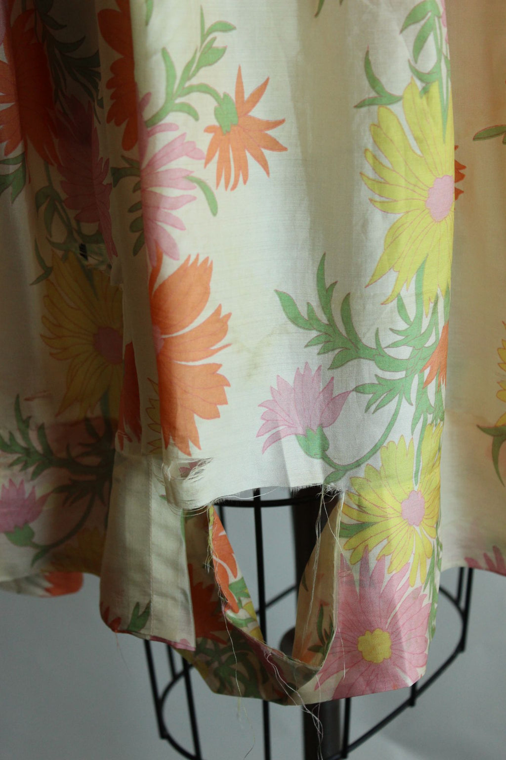 Vintage 1960s Silk Pastel Floral Pleated Circle Skirt