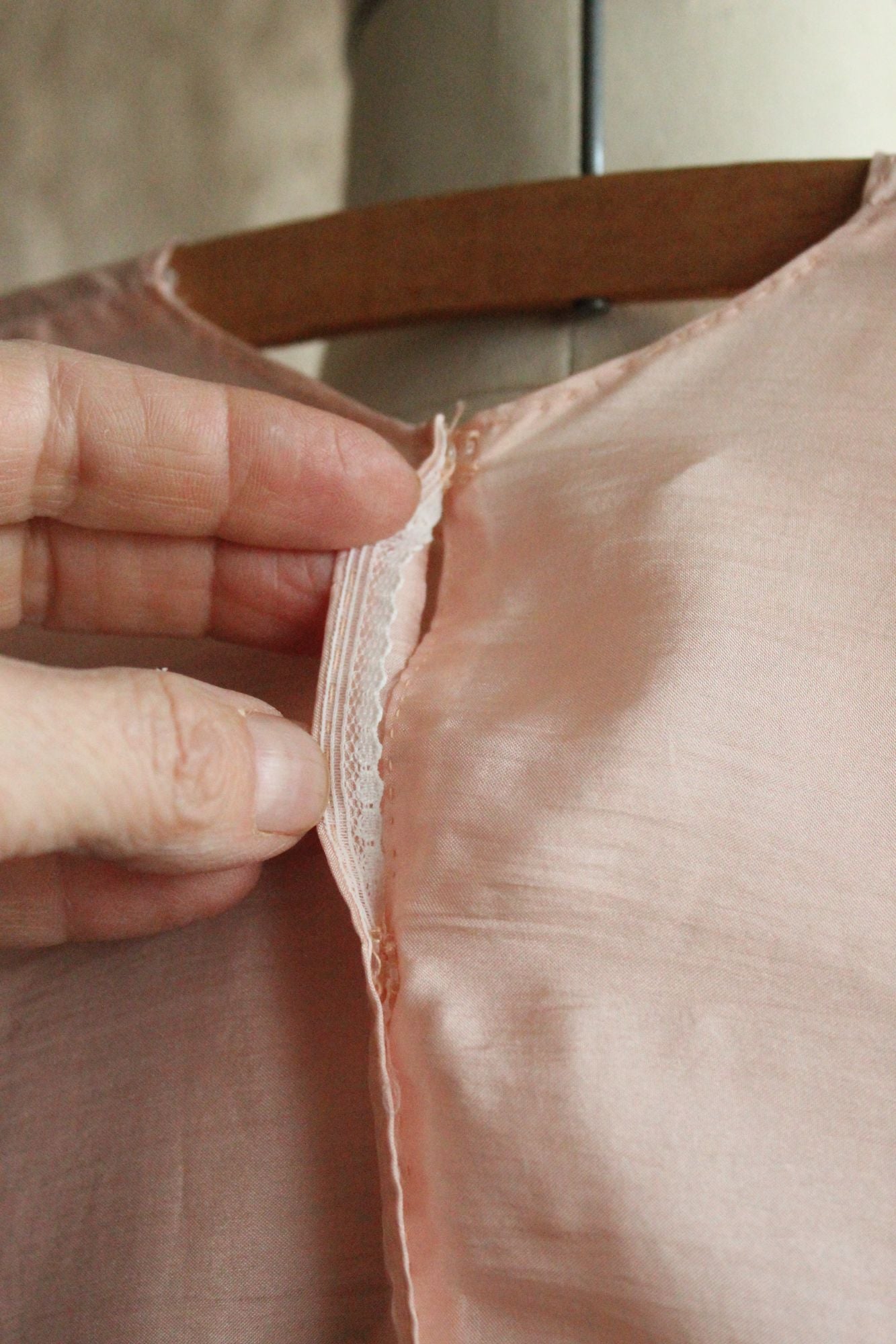 Vintage 1980s 1990s Handmade Pink Silk Baby Dress