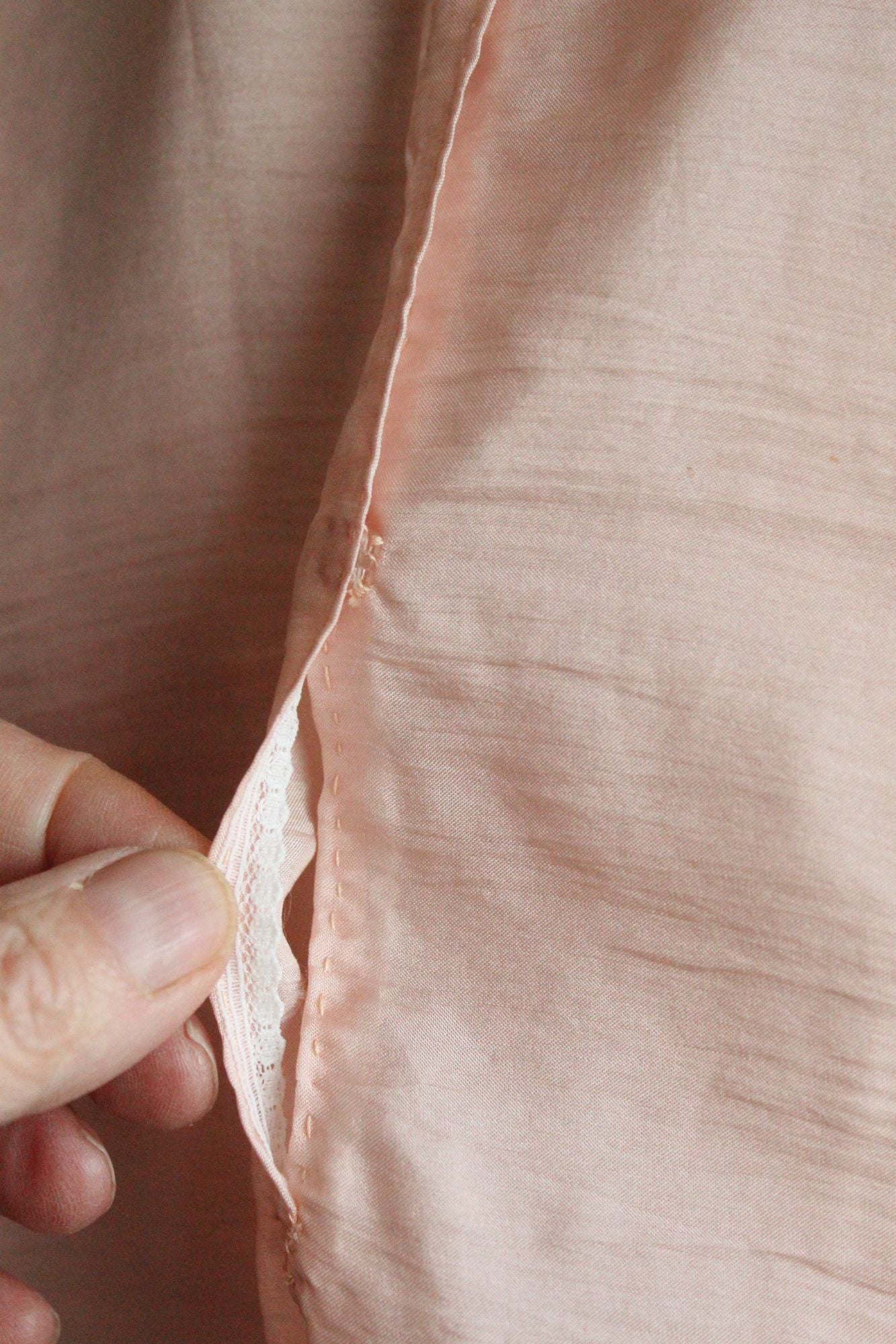 Vintage 1980s 1990s Handmade Pink Silk Baby Dress