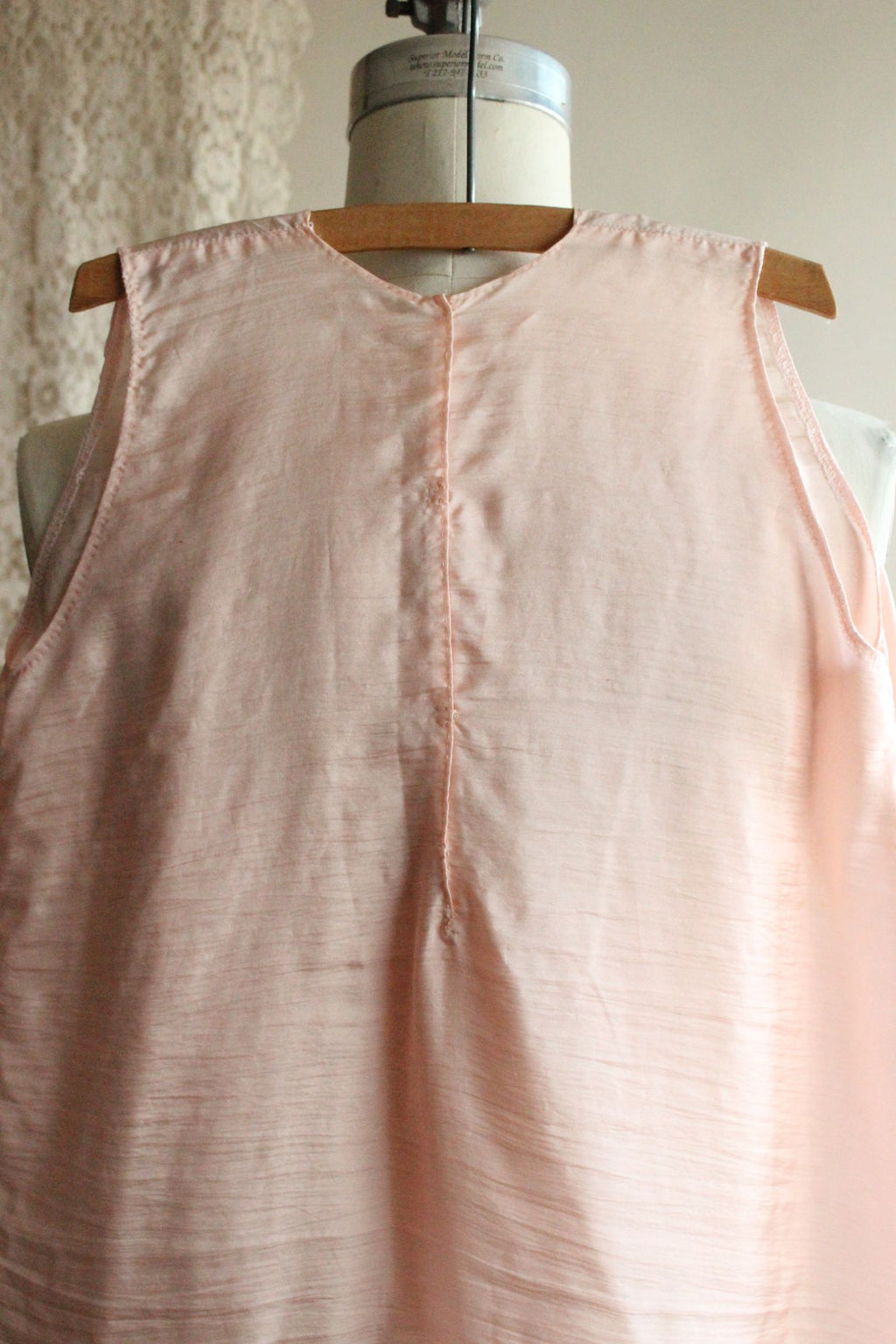 Vintage 1980s 1990s Handmade Pink Silk Baby Dress