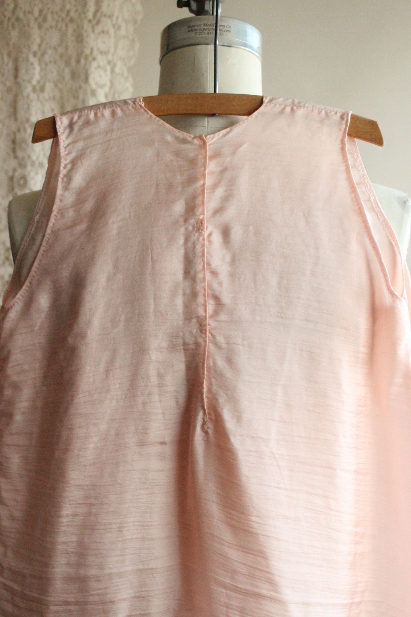 Vintage 1980s 1990s Handmade Pink Silk Baby Dress