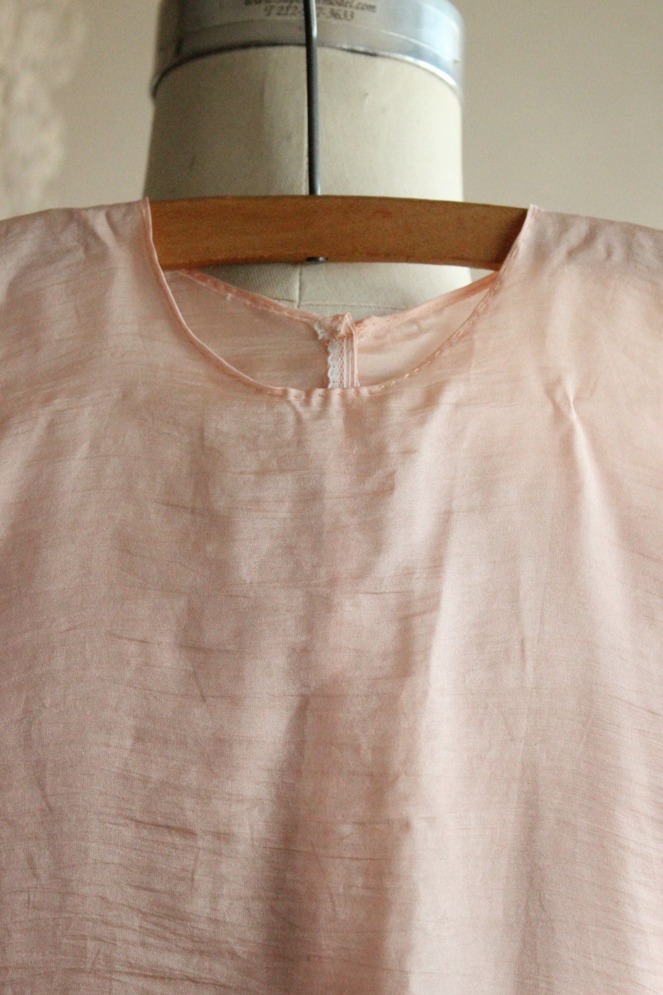 Vintage 1980s 1990s Handmade Pink Silk Baby Dress