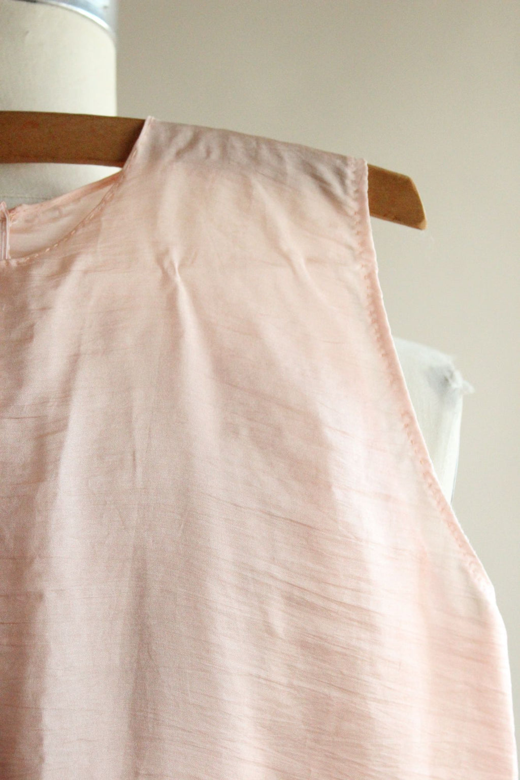 Vintage 1980s 1990s Handmade Pink Silk Baby Dress