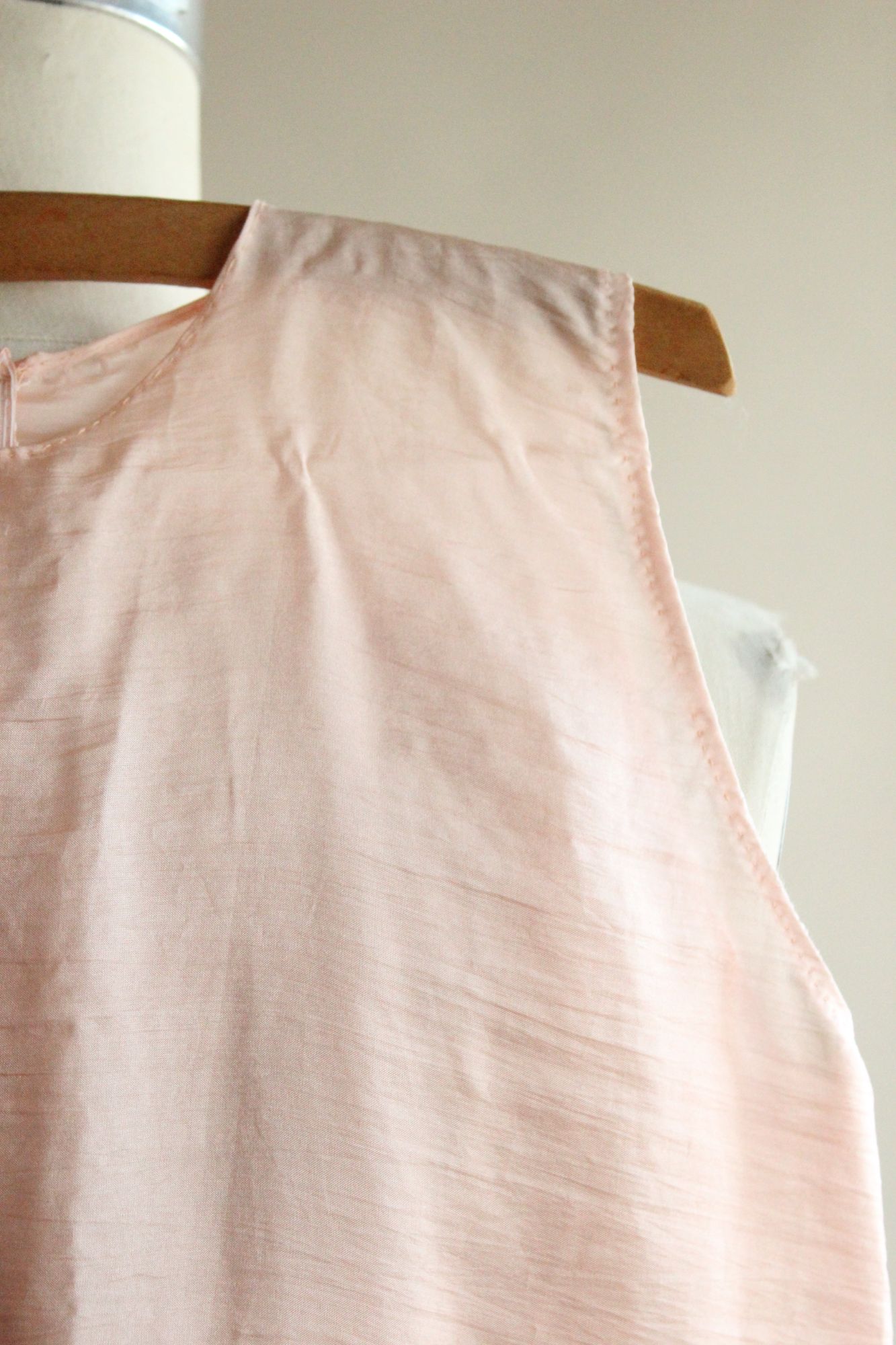 Vintage 1980s 1990s Handmade Pink Silk Baby Dress