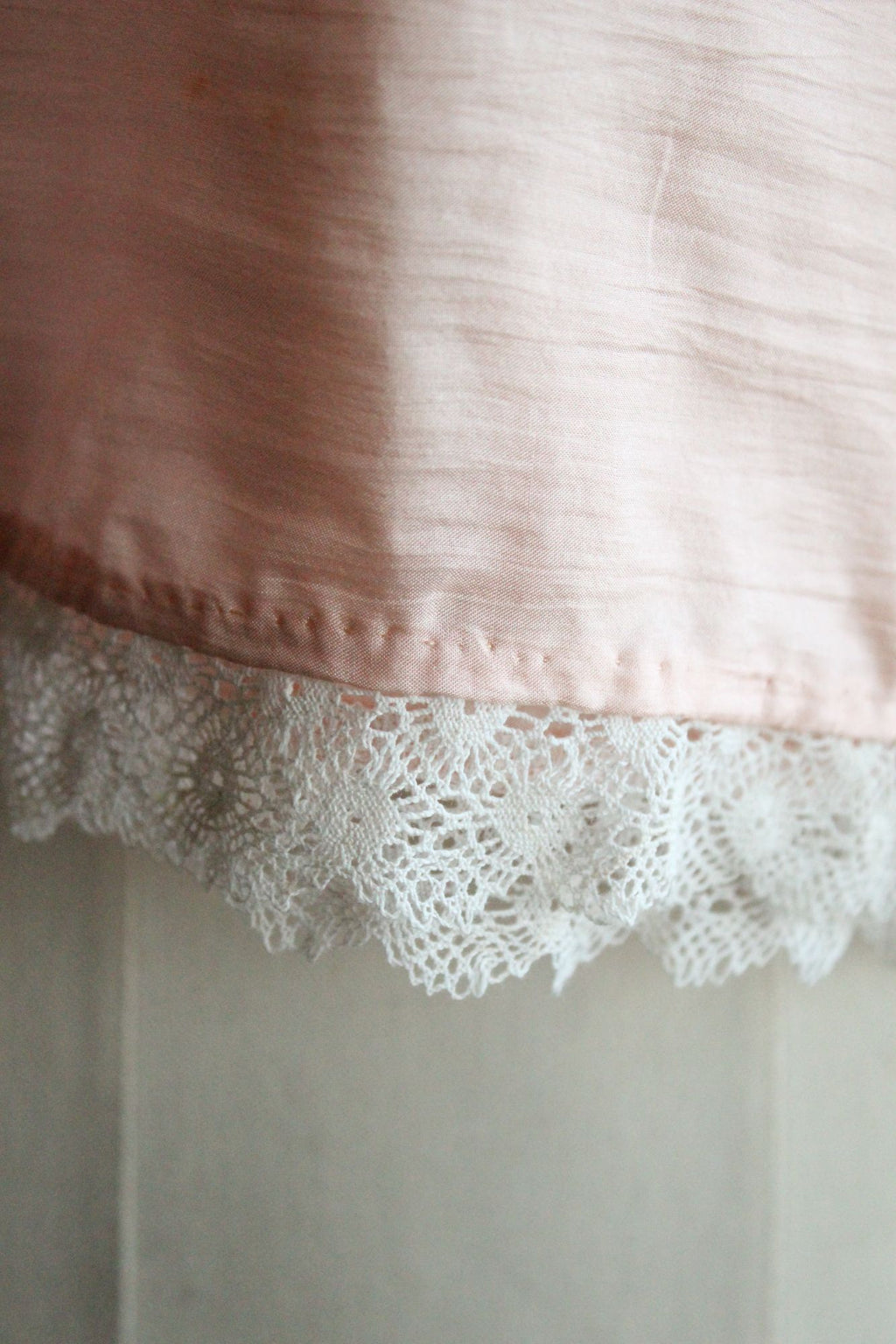 Vintage 1980s 1990s Handmade Pink Silk Baby Dress