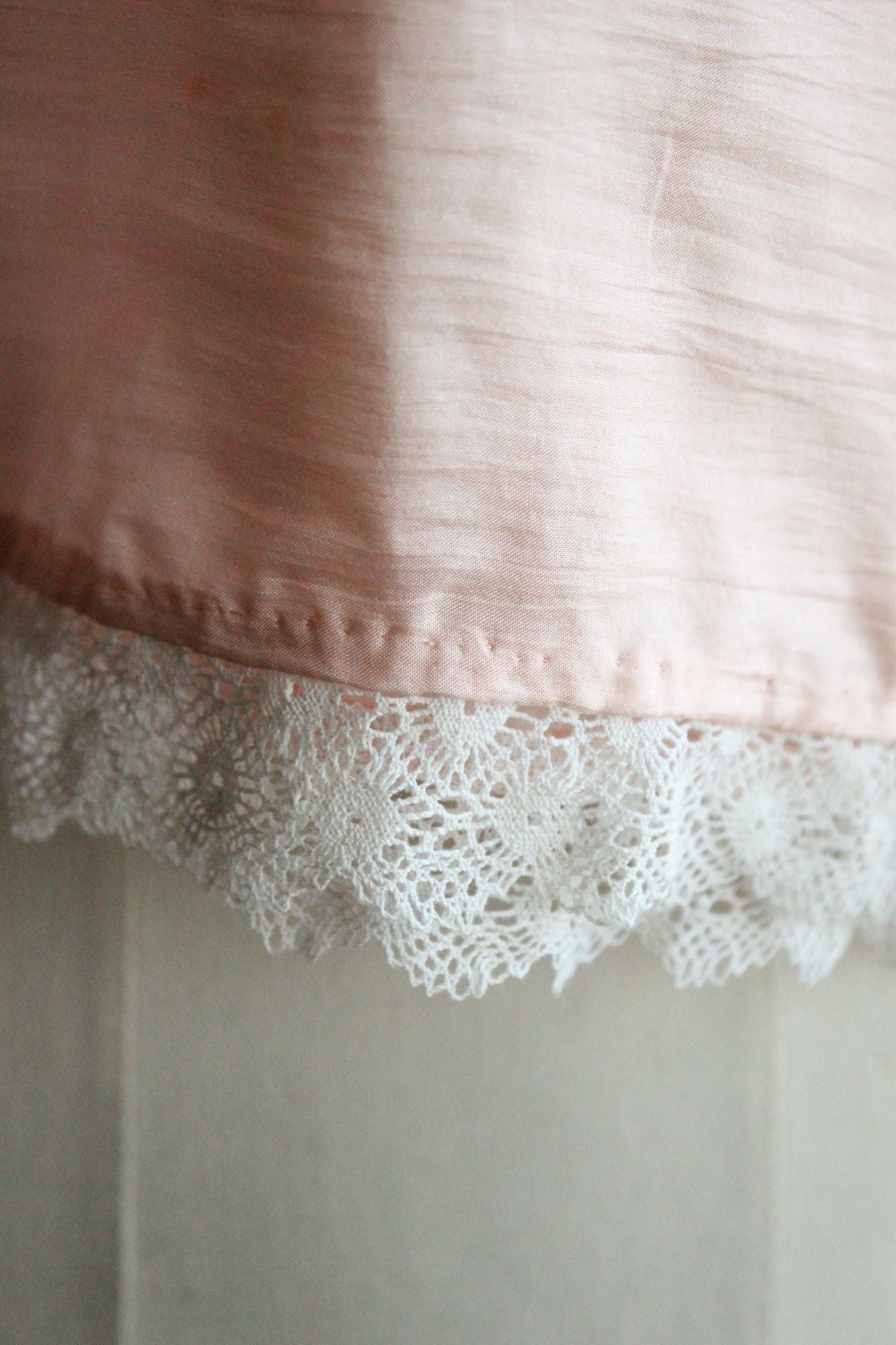 Vintage 1980s 1990s Handmade Pink Silk Baby Dress