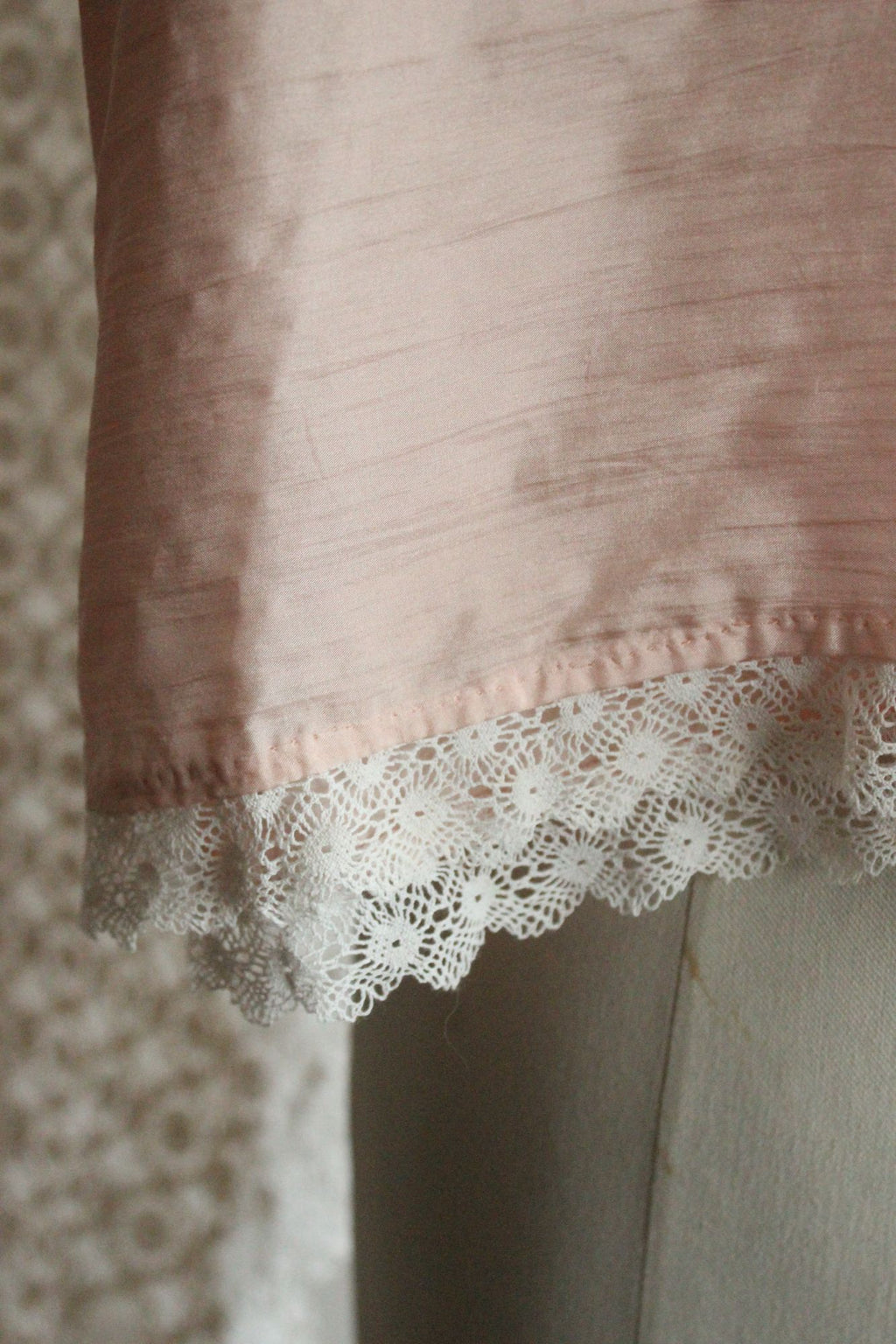 Vintage 1980s 1990s Handmade Pink Silk Baby Dress