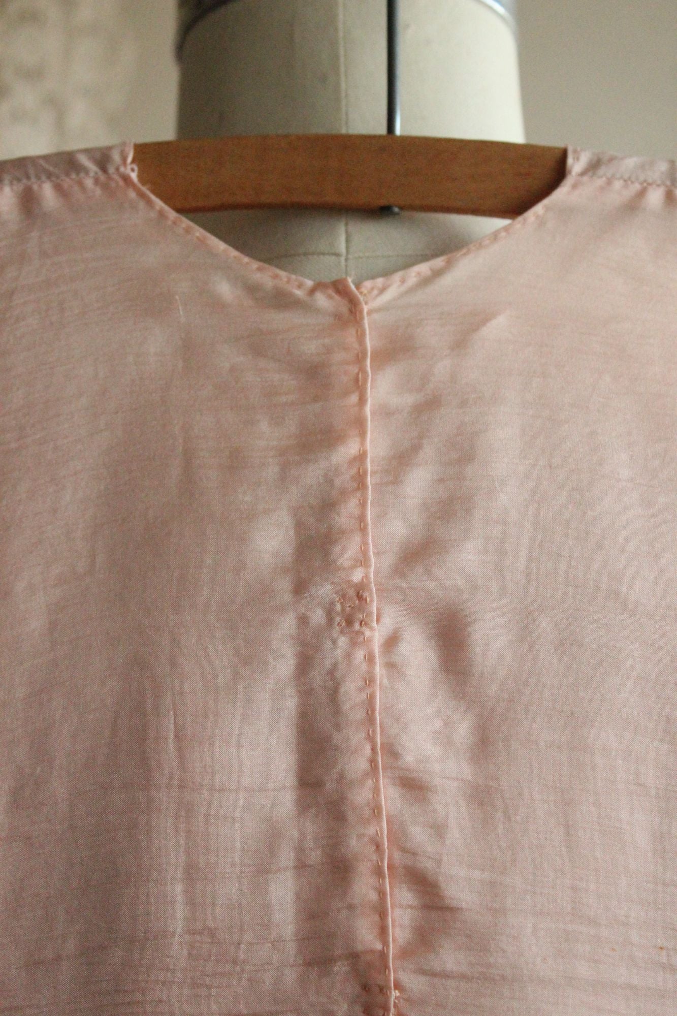 Vintage 1980s 1990s Handmade Pink Silk Baby Dress