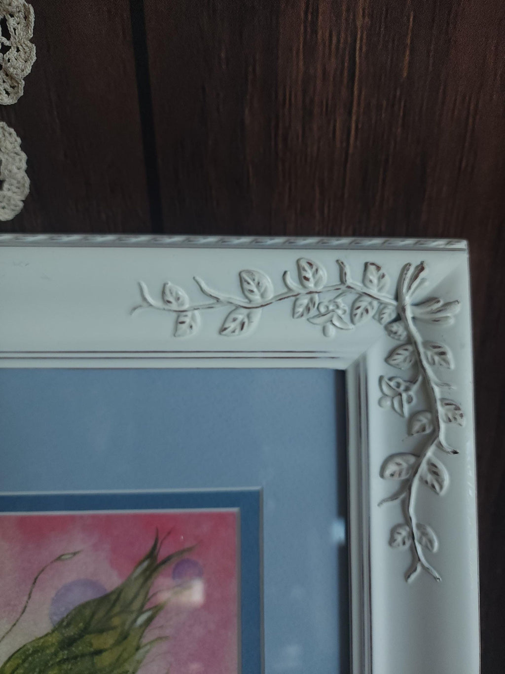 Vintage 2000s Framed Fairy Print "Tawny" Double Matted in White Frame