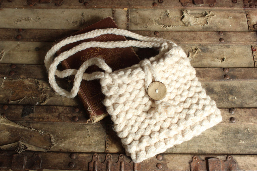 The Cottonwood Handknit Shoulder Bag in Ivory