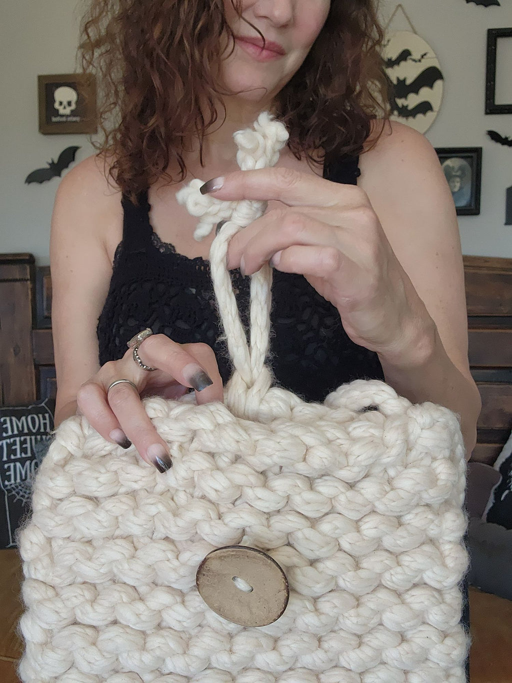 The Cottonwood Handknit Shoulder Bag in Ivory