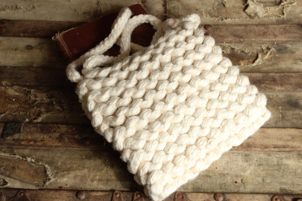 The Cottonwood Handknit Shoulder Bag in Ivory