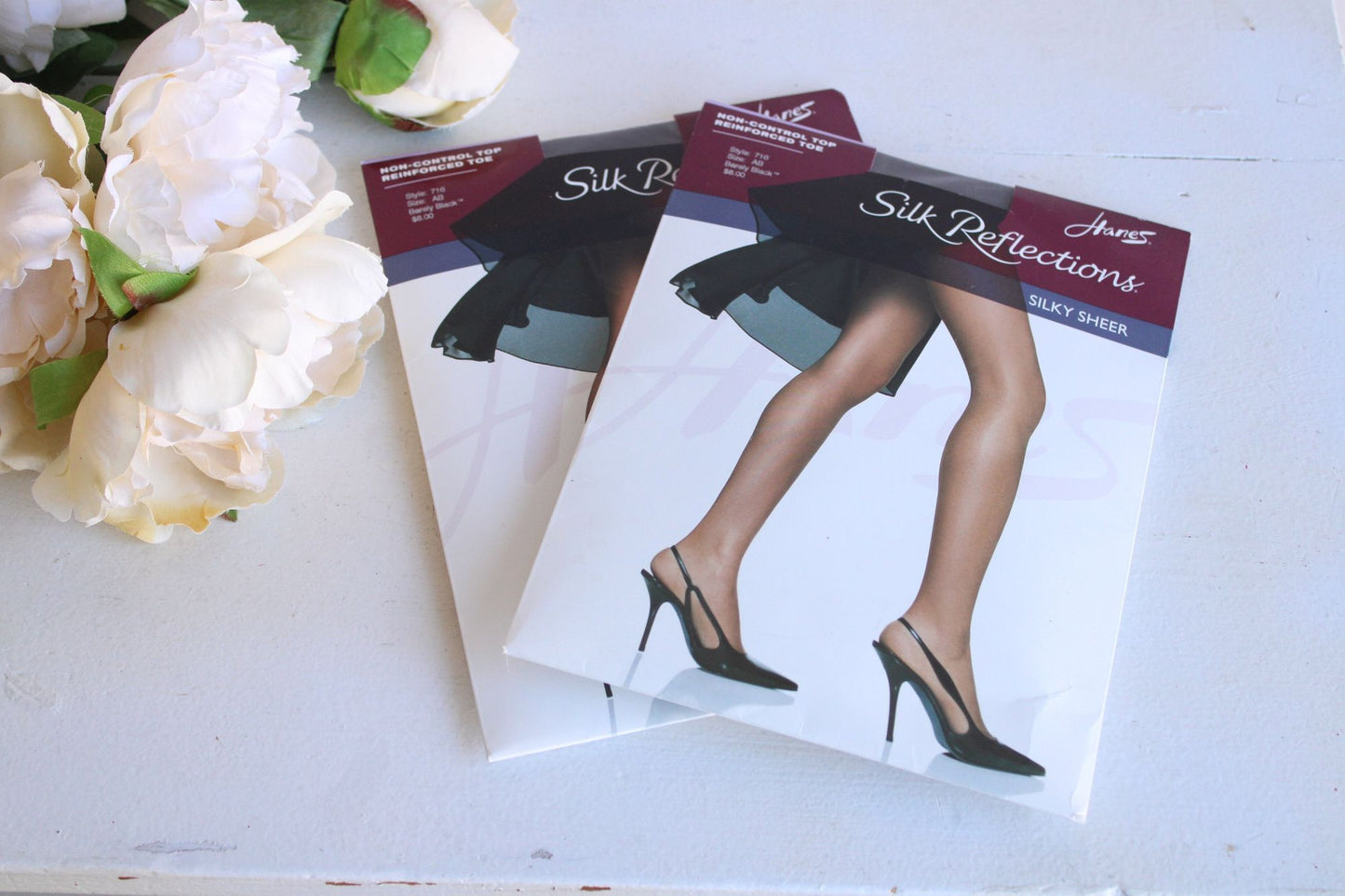 Vintage 1990s 2000s Pantyhose, New NOS, Hanes Barely Black, Size A-B