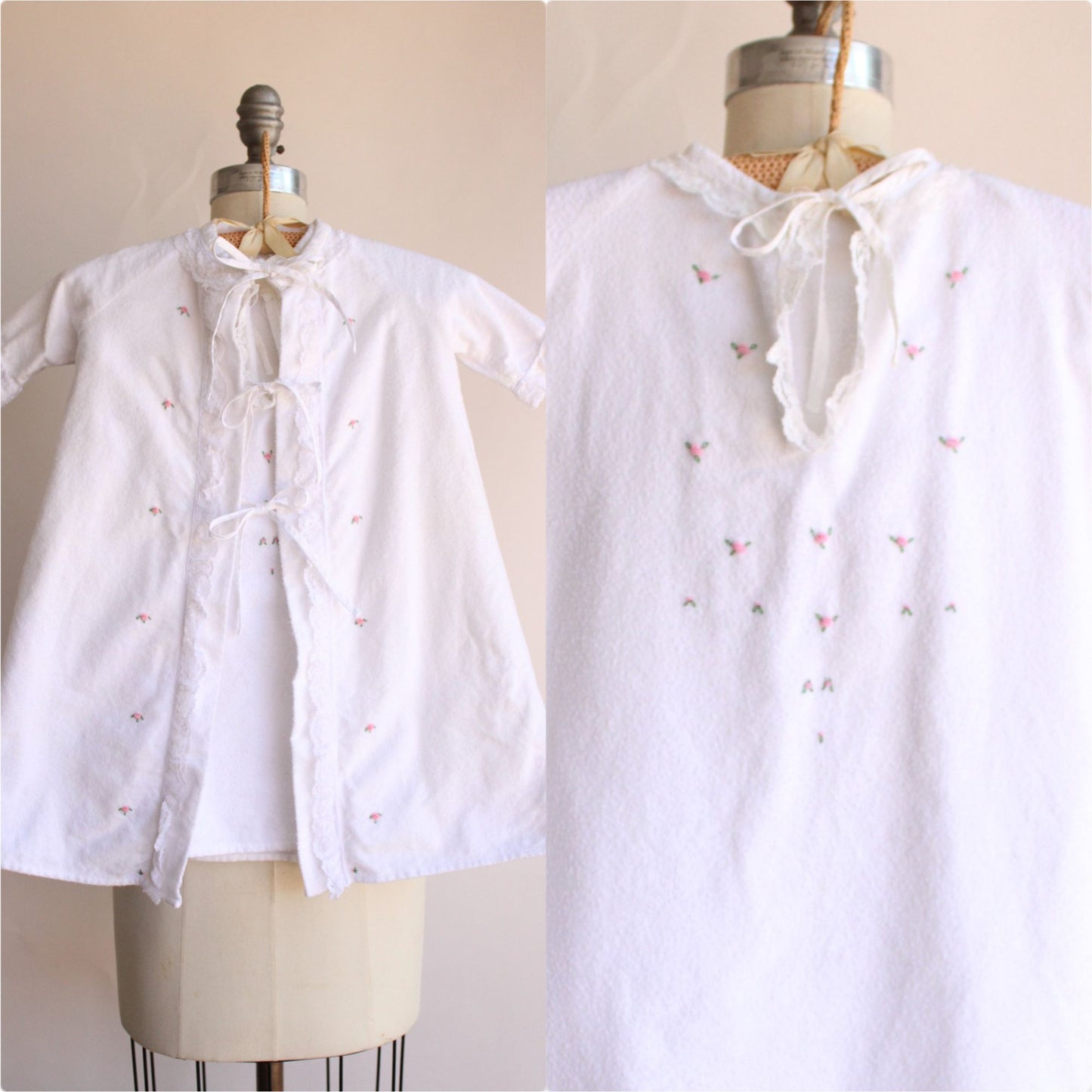 Vintage 1950s 1960s Baby Robe And Nightgown Set