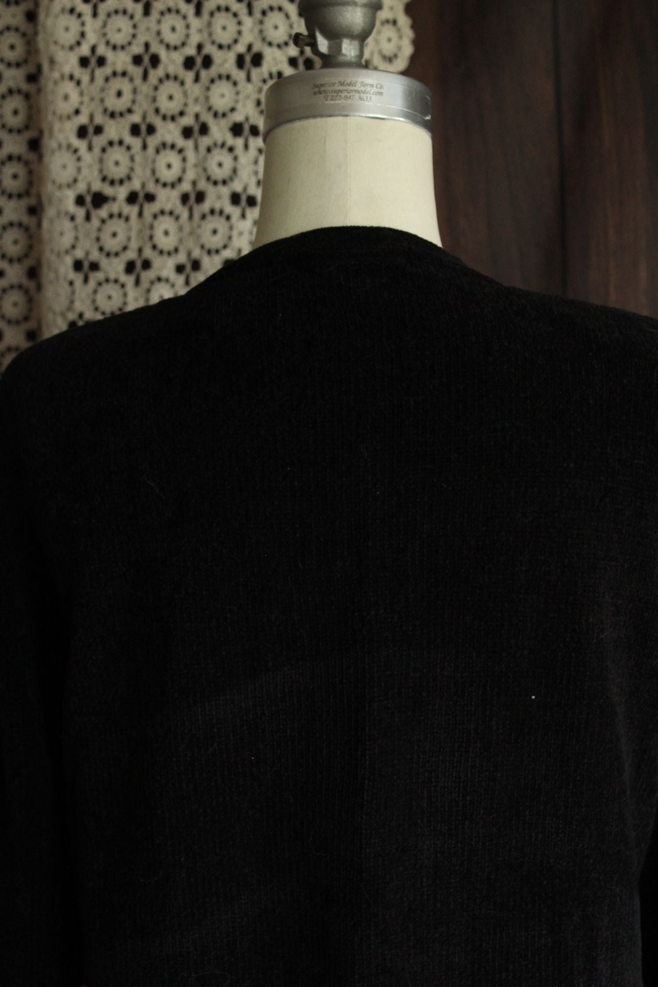 Vintage 1990s 2000s New Karen Scott Black Chenille Cardigan