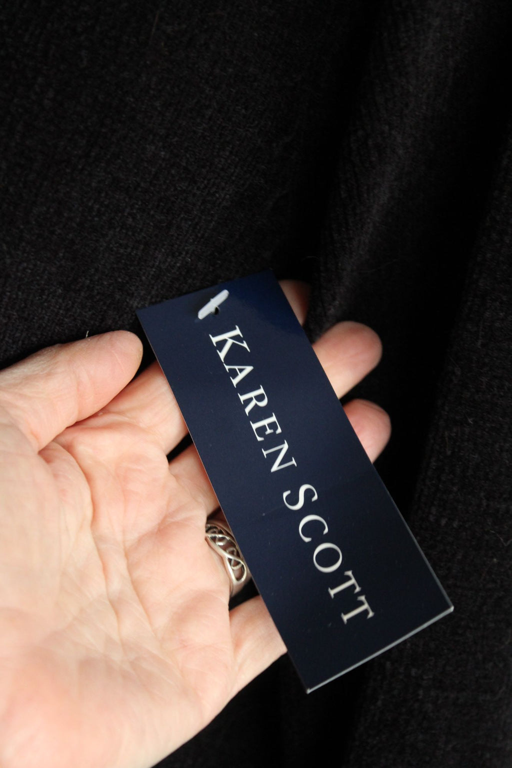 Vintage 1990s 2000s New Karen Scott Black Chenille Cardigan