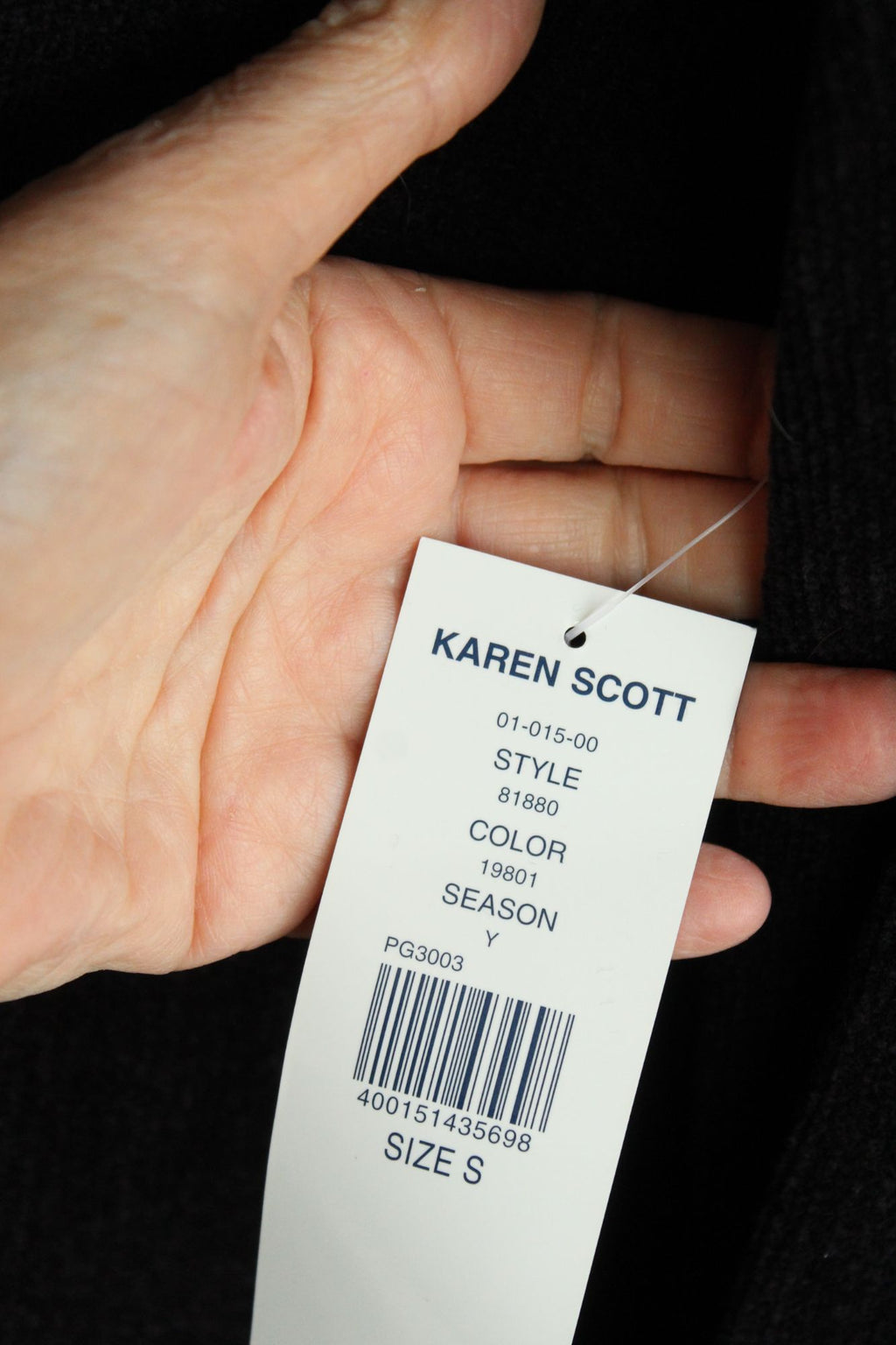 Vintage 1990s 2000s New Karen Scott Black Chenille Cardigan