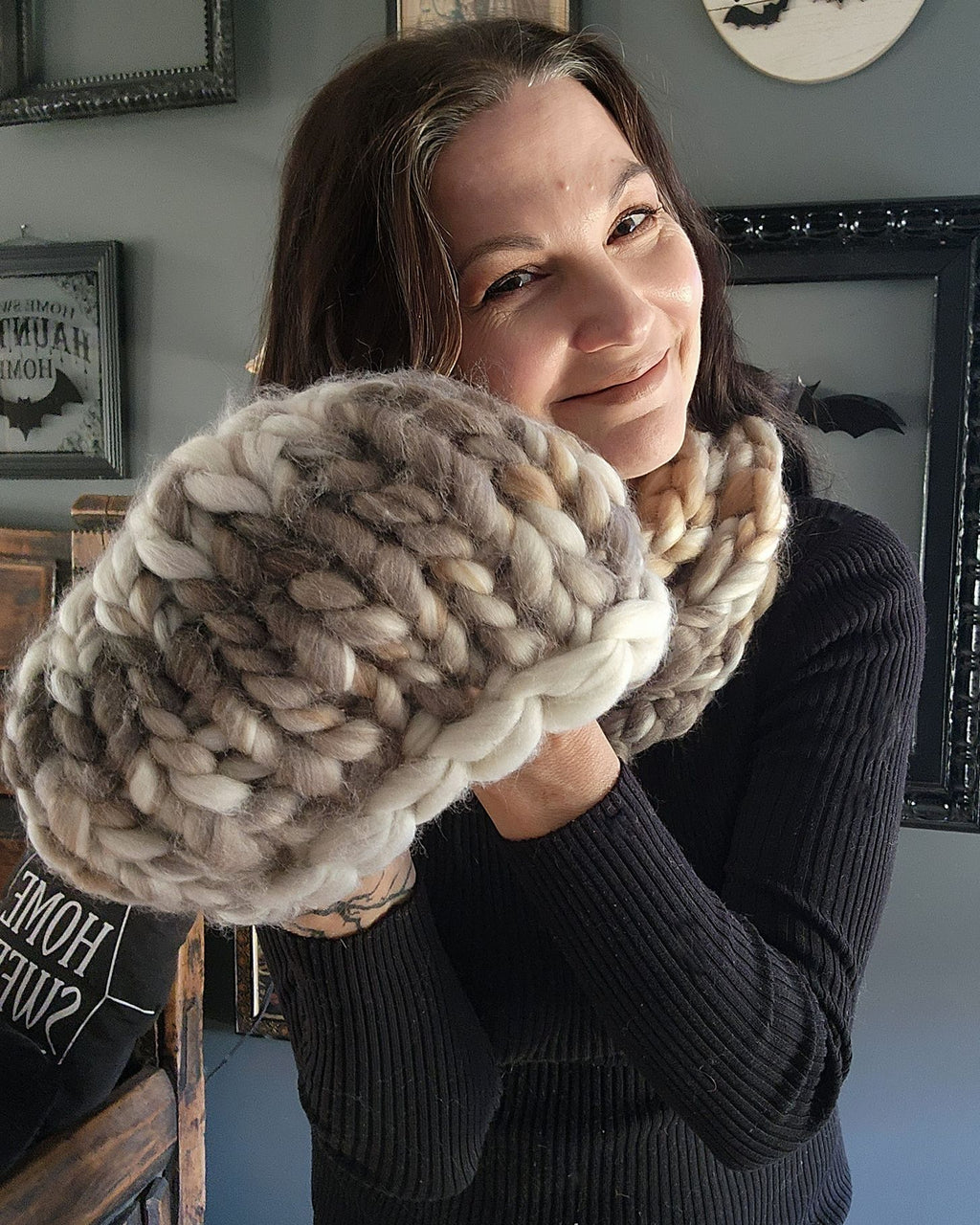 "Smoke and Ash"  Hand Knit Beanie Hat