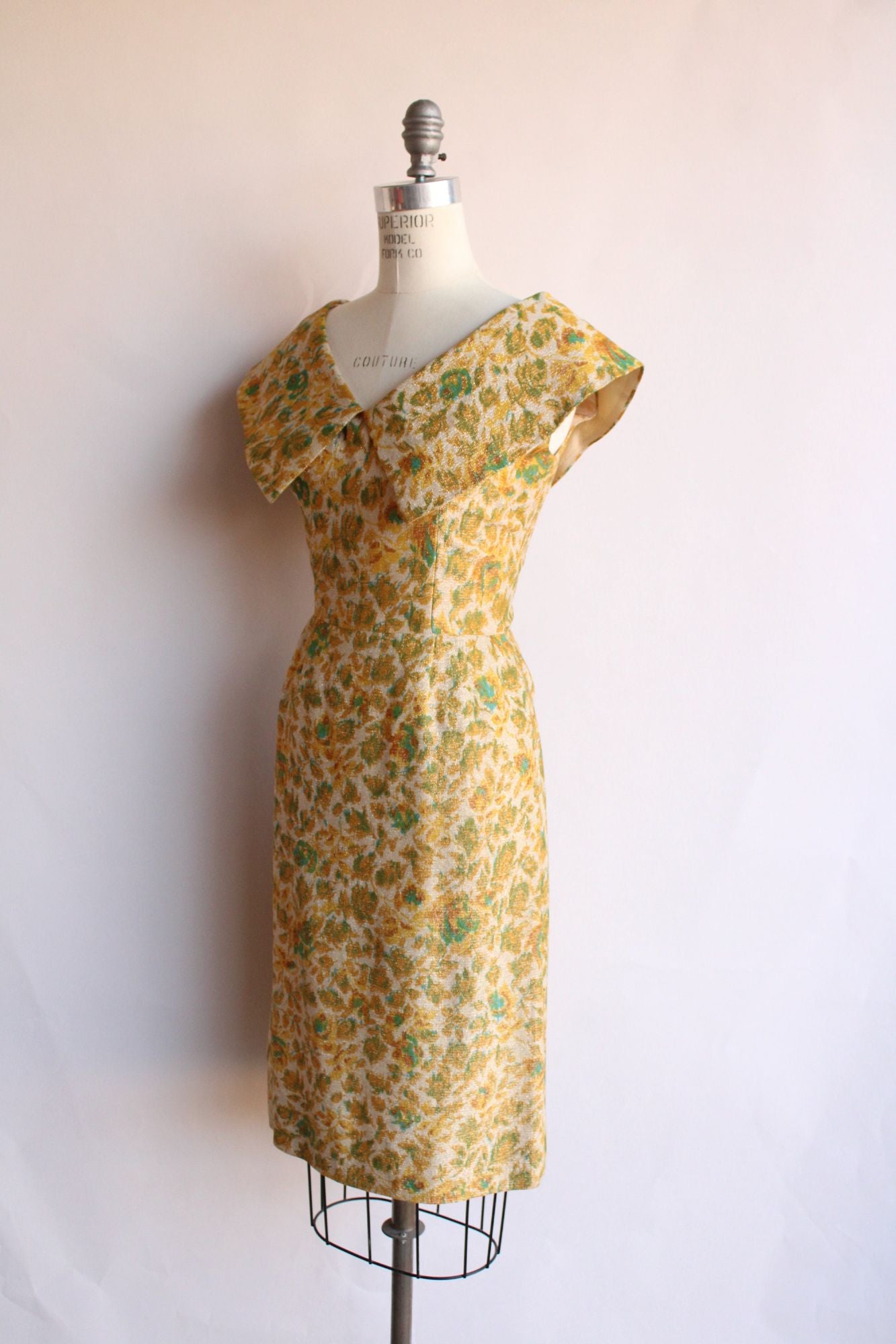 Vintage 1950s Gold Sparkly Wiggle Dress