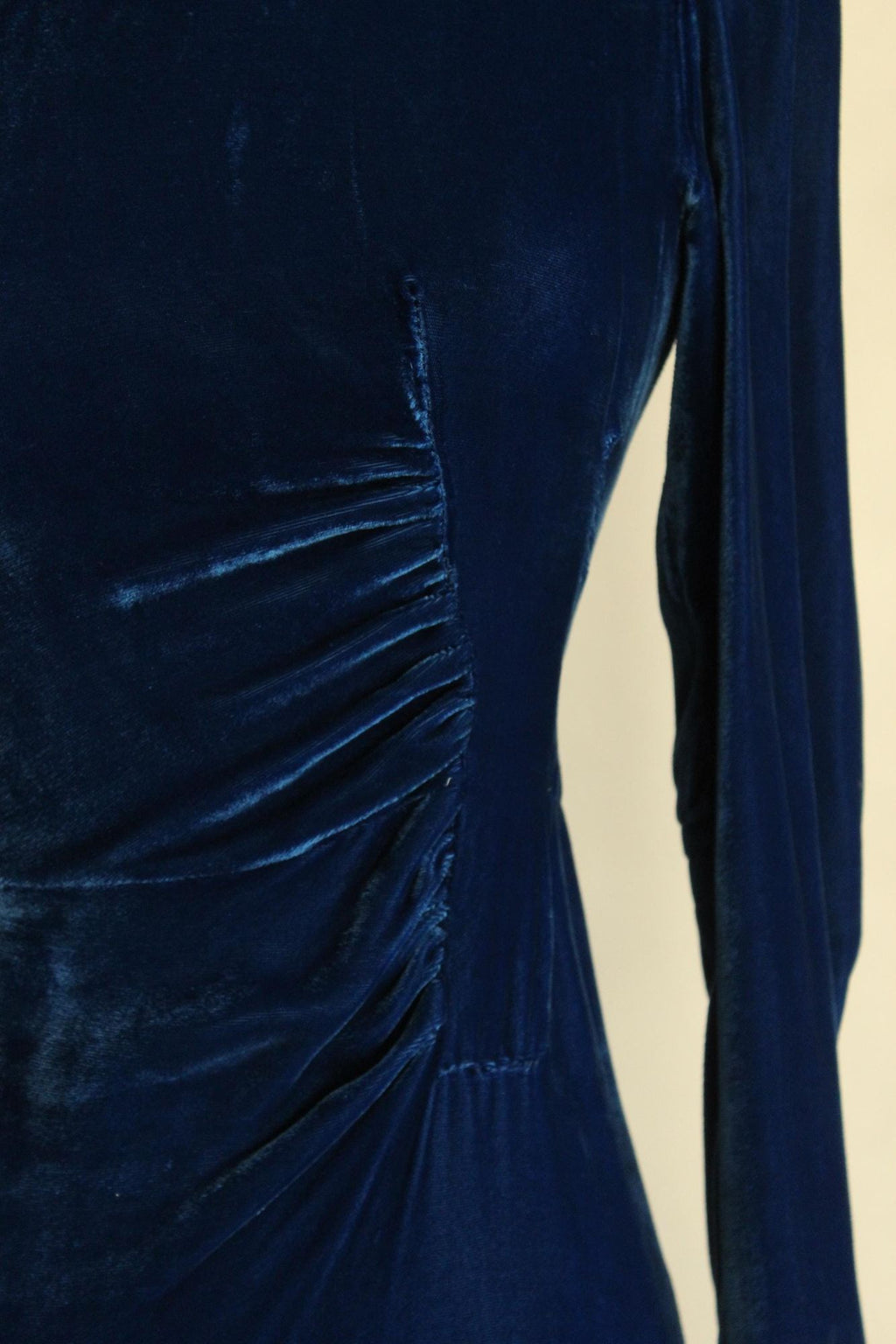 Vintage 1930s Royal Blue Silk Velvet Dress