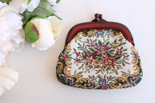 Vintage 1960s Tapestry Clutch Purse by Rimco