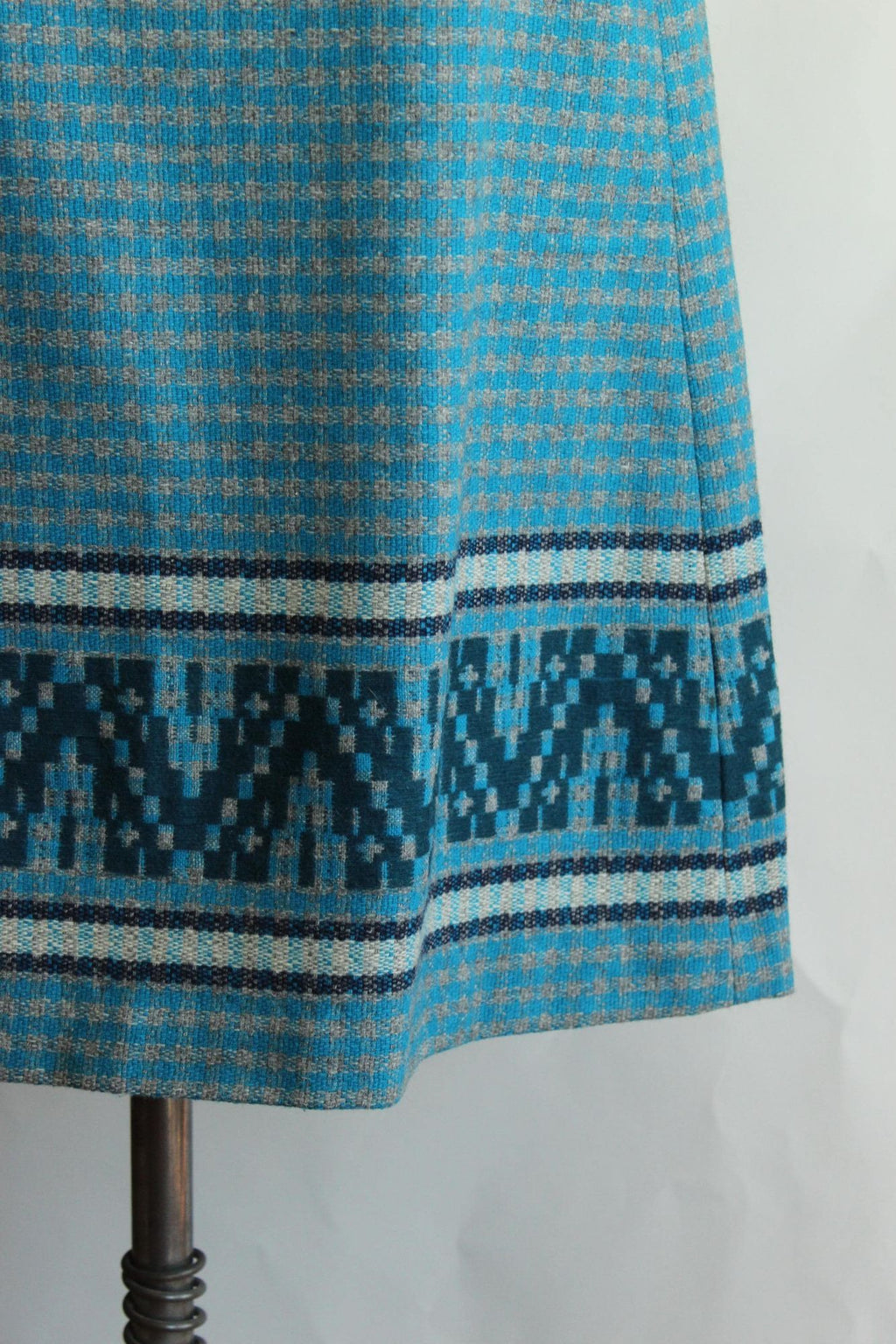 Vintage 1950s Blue and Gray Wool A Line Skirt