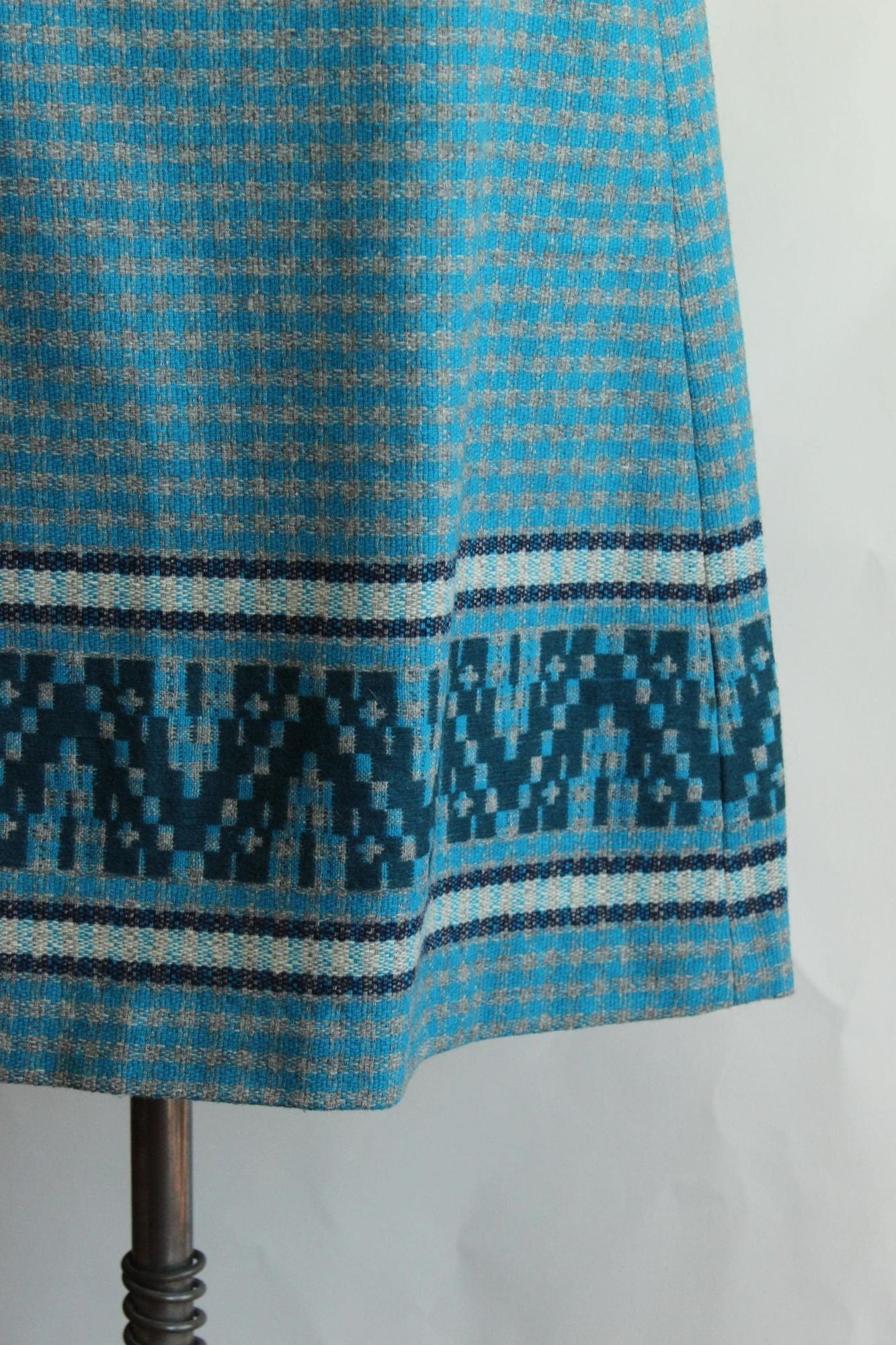 Vintage 1950s Blue and Gray Wool A Line Skirt