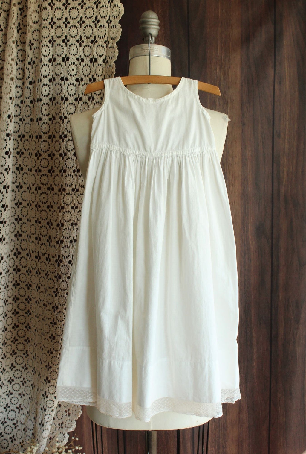 Vintage 1910s White Cotton and Lace Baby Dress