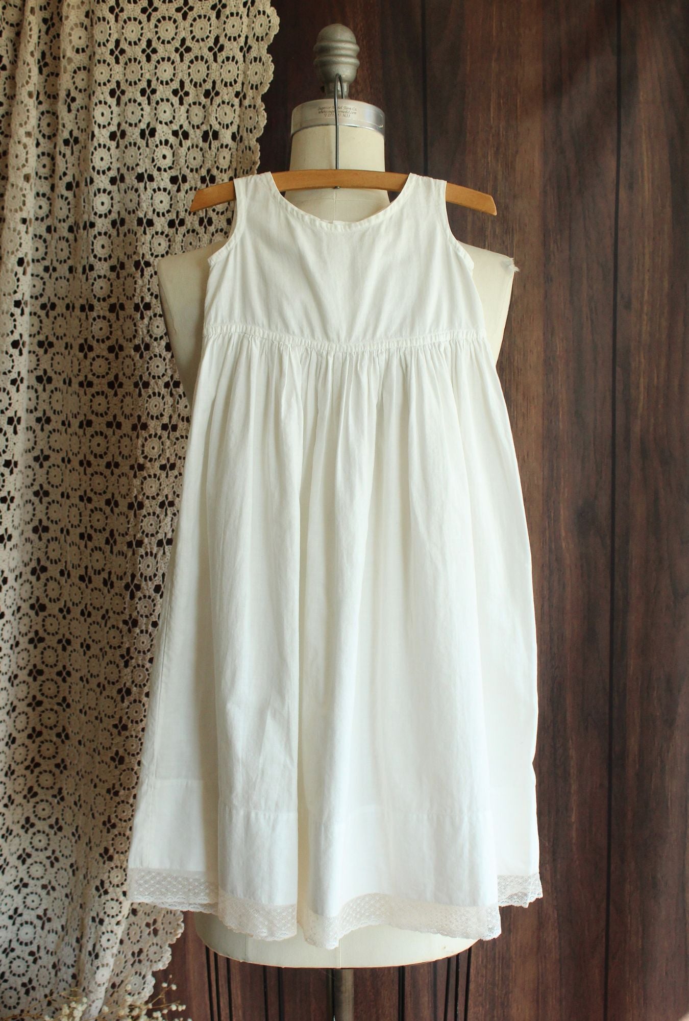 Vintage 1910s White Cotton and Lace Baby Dress