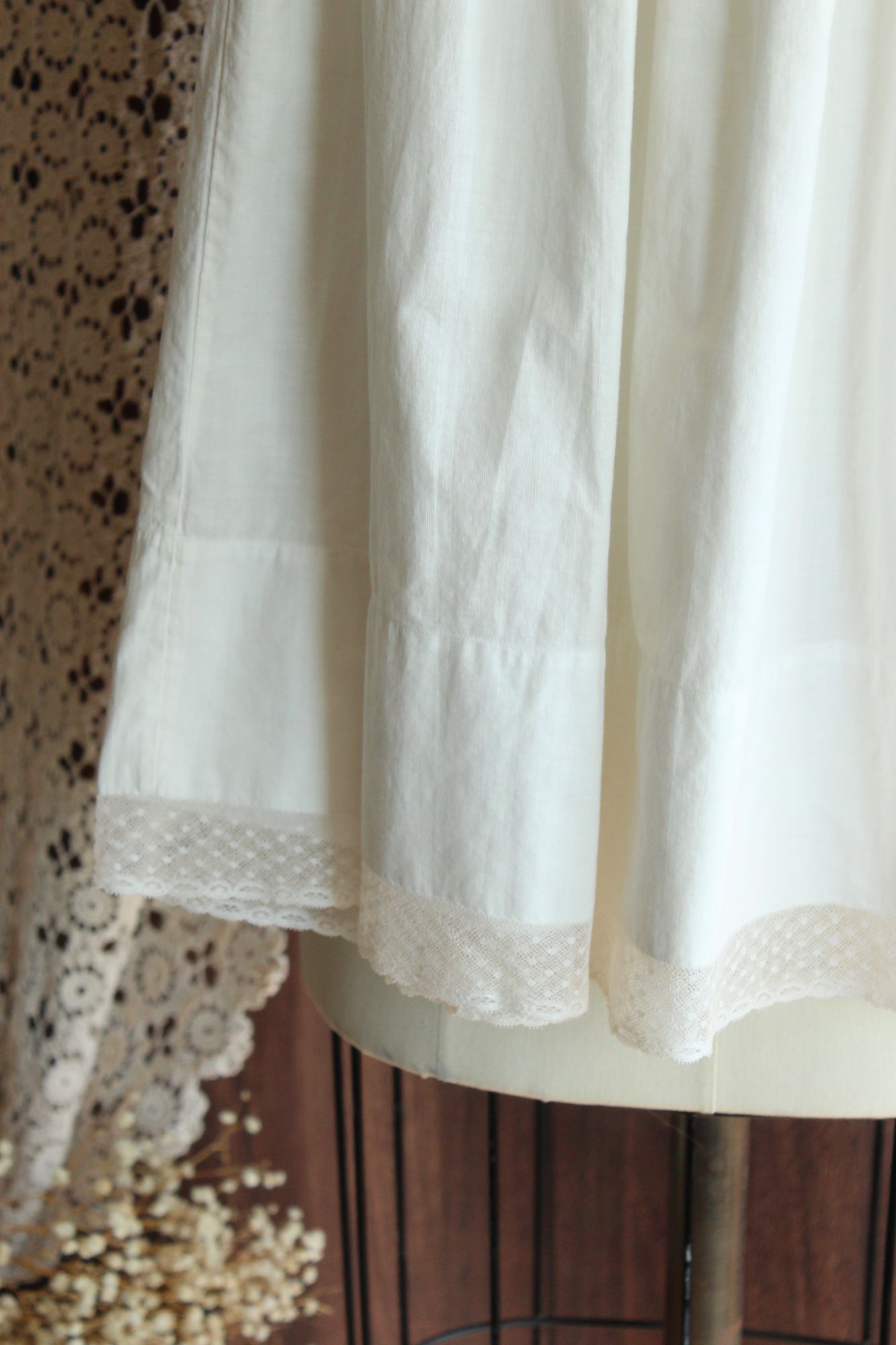 Vintage 1910s White Cotton and Lace Baby Dress