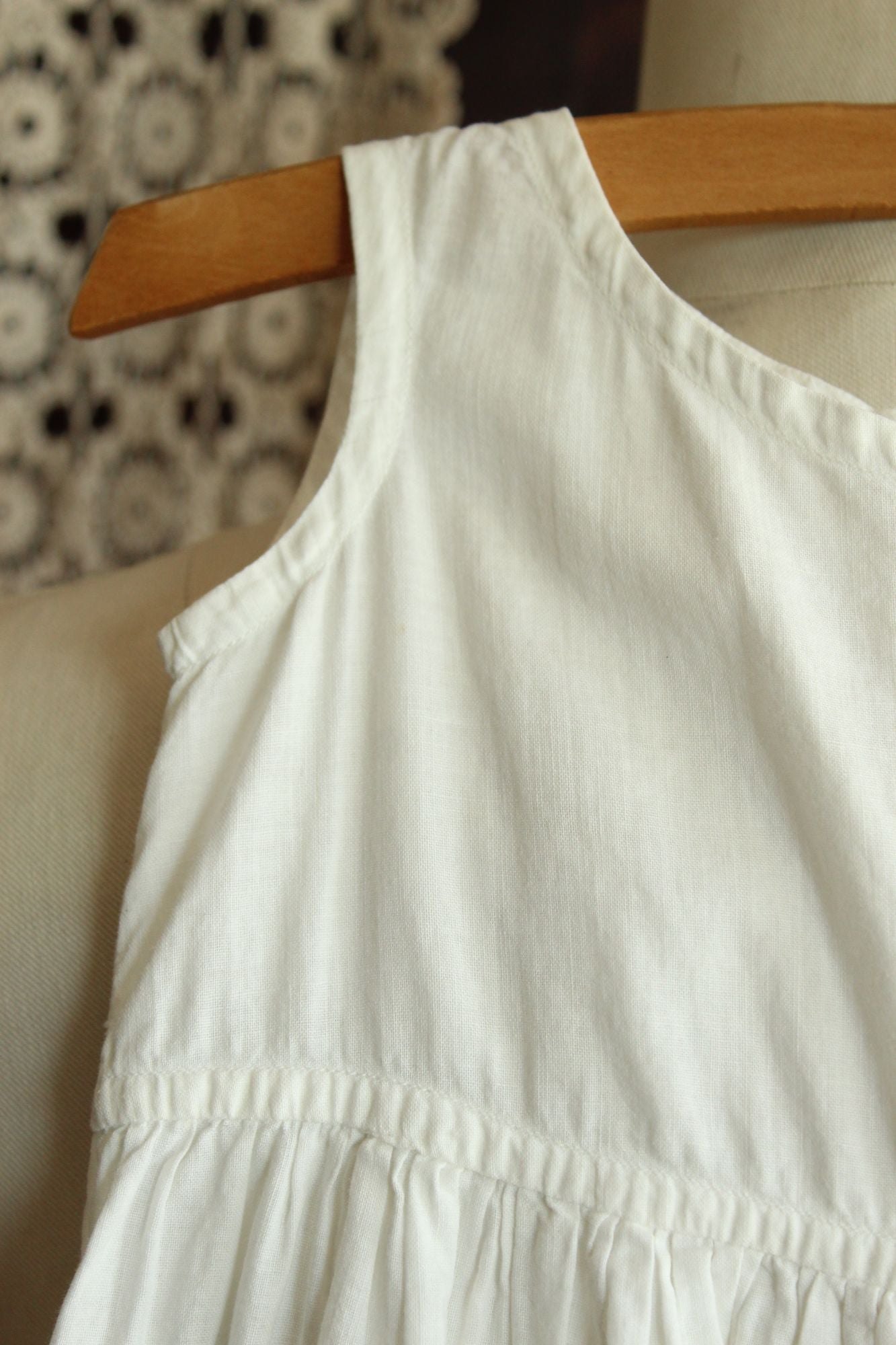 Vintage 1910s White Cotton and Lace Baby Dress