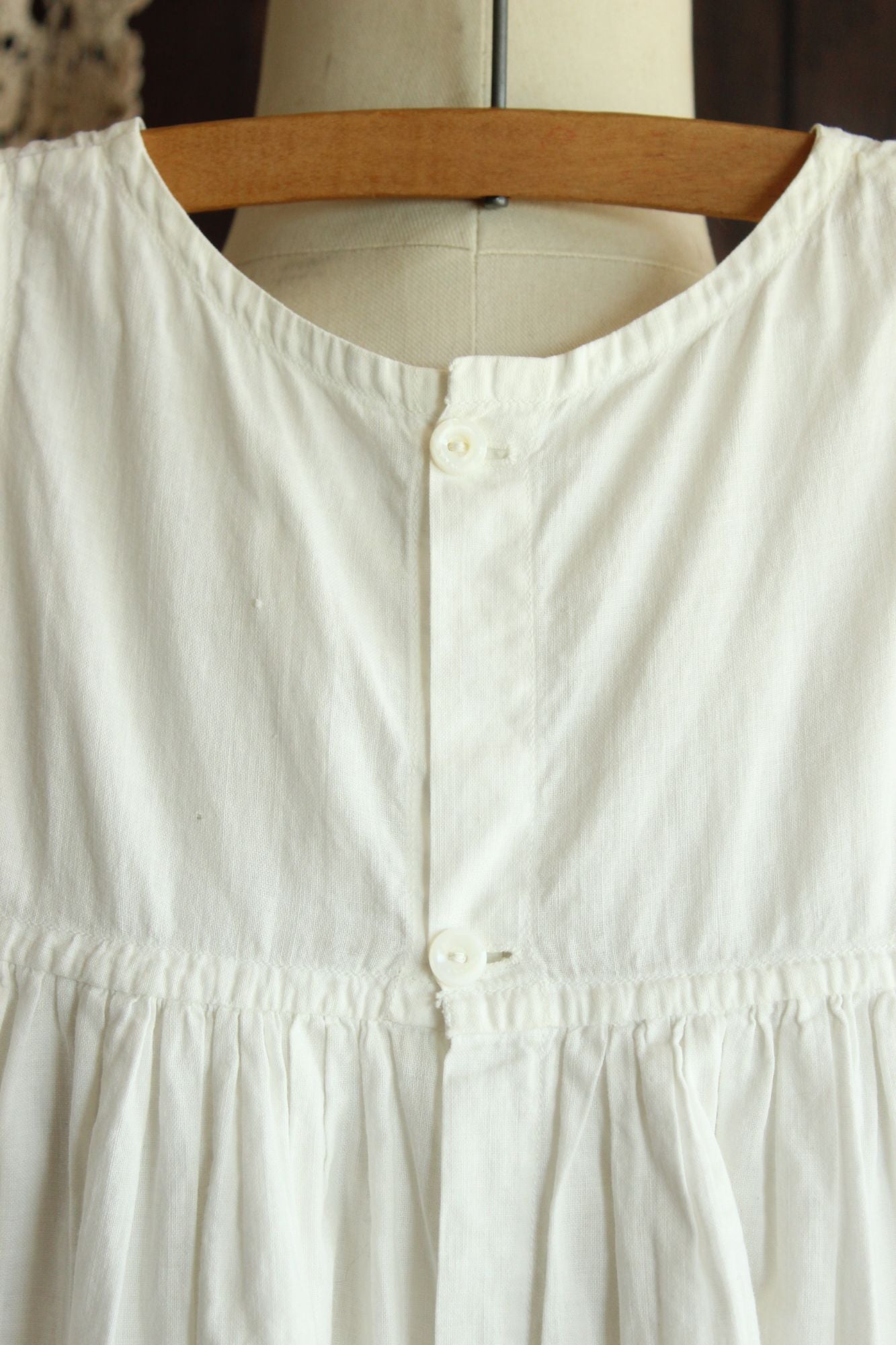 Vintage 1910s White Cotton and Lace Baby Dress