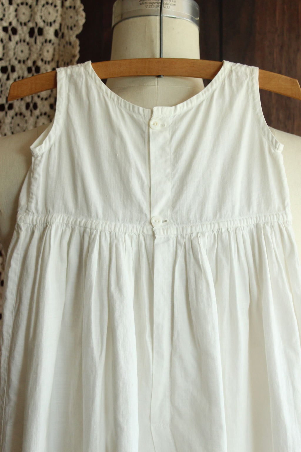 Vintage 1910s White Cotton and Lace Baby Dress