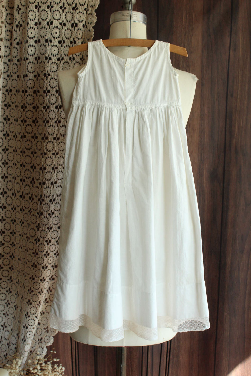 Vintage 1910s White Cotton and Lace Baby Dress