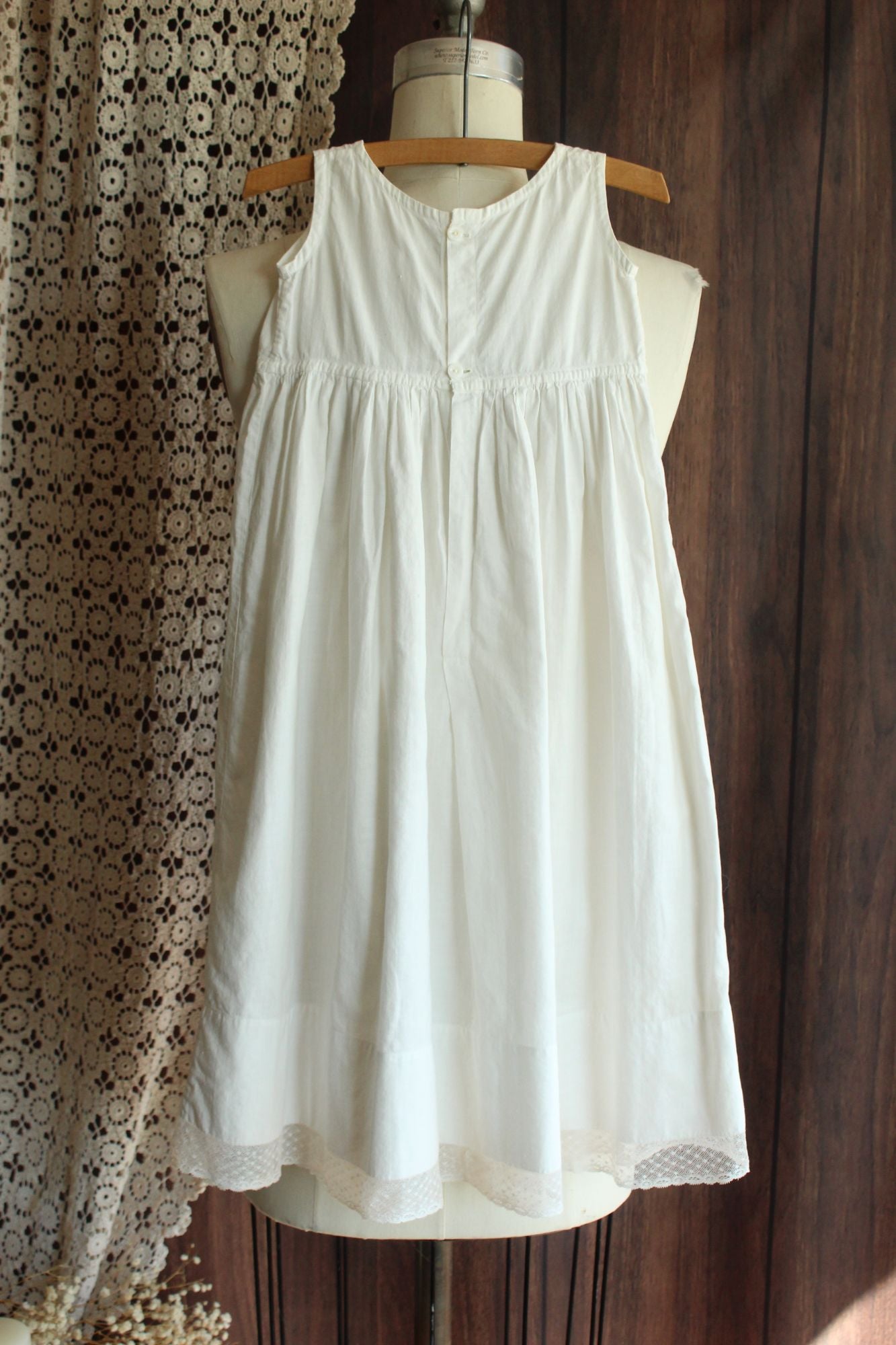Vintage 1910s White Cotton and Lace Baby Dress