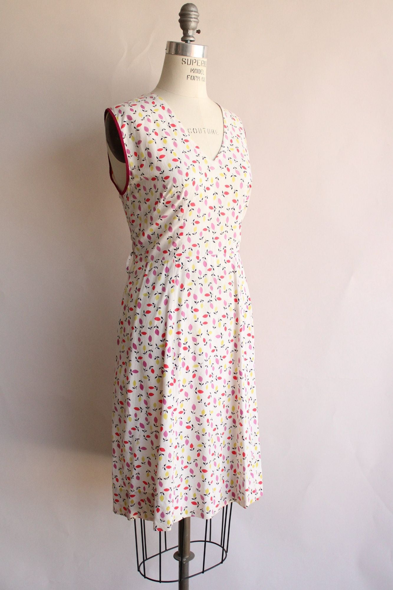 Vintage 1920s Tulip Print Cotton Day Dress