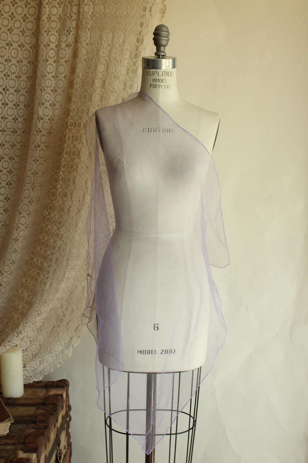 Vintage 1950s 1960s Scarf, Victor Handal Purple Nylon Chiffon Square Wrap, Made in Japan