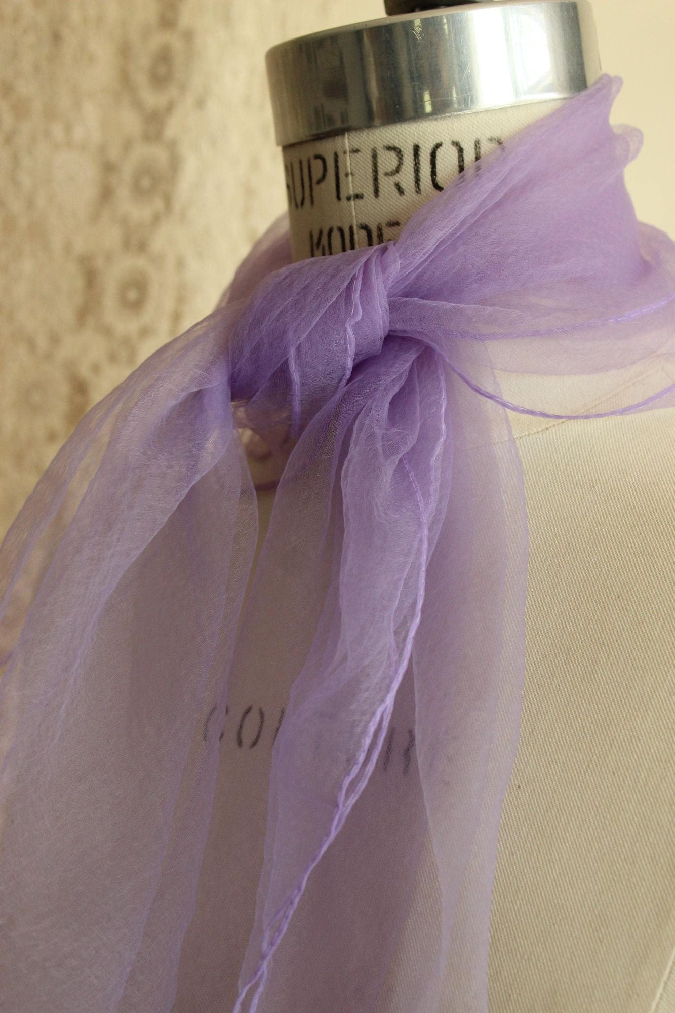 Vintage 1950s 1960s Scarf, Victor Handal Purple Nylon Chiffon Square Wrap, Made in Japan